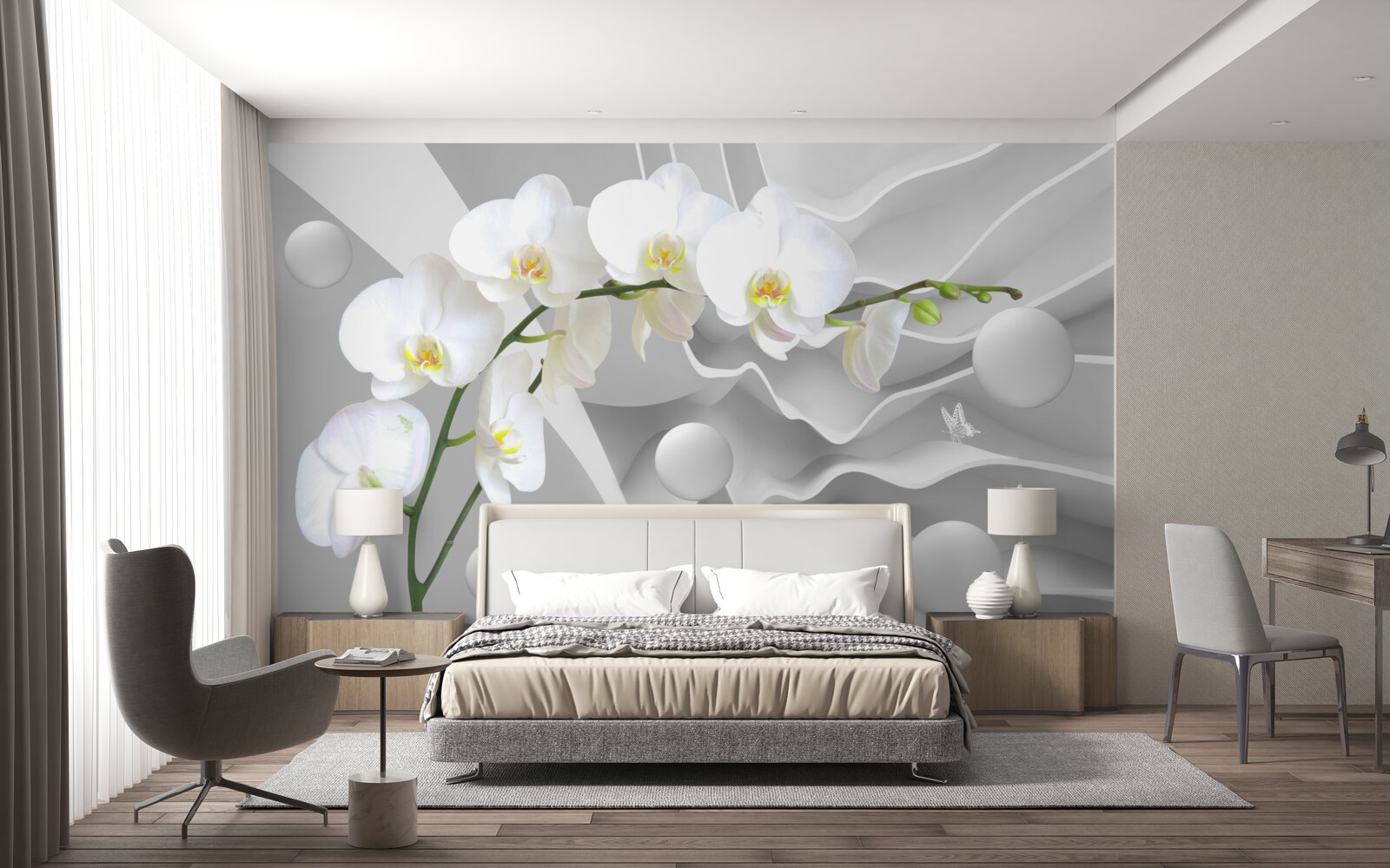 Fototapeta biały kwiat orchidei na gałęzi