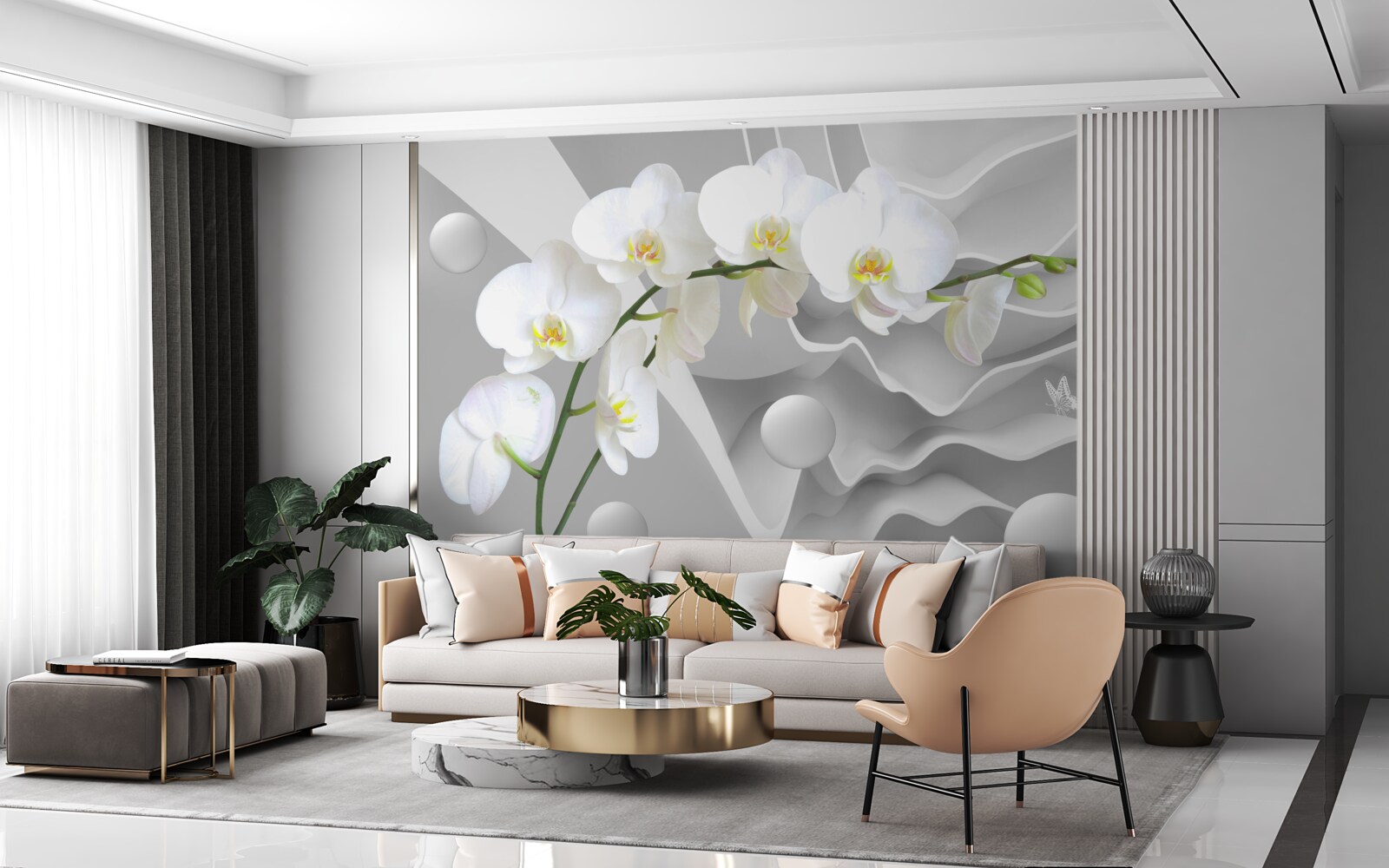 Fototapeta biały kwiat orchidei na gałęzi