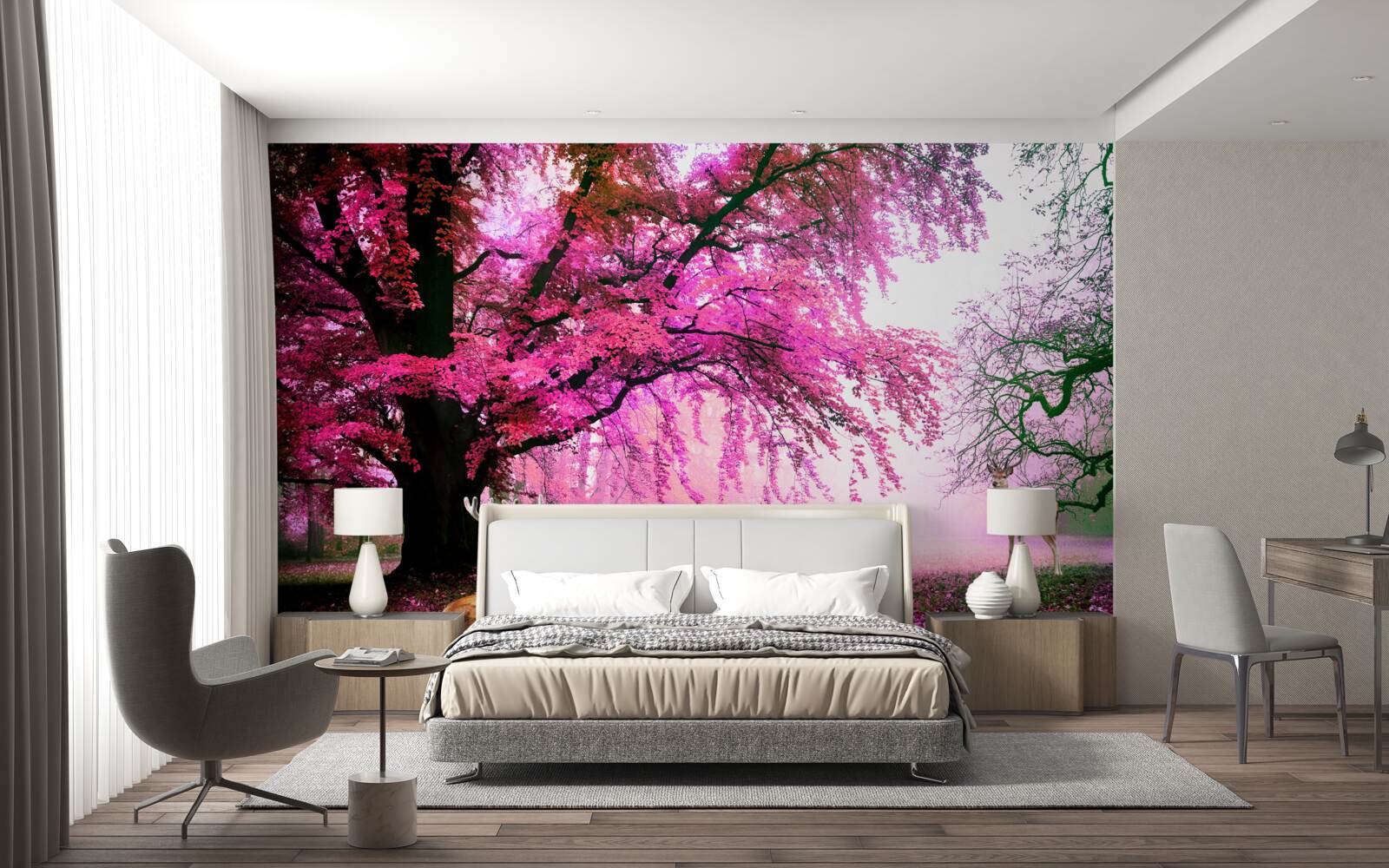 Fototapeta sakura w różu lata dookoła