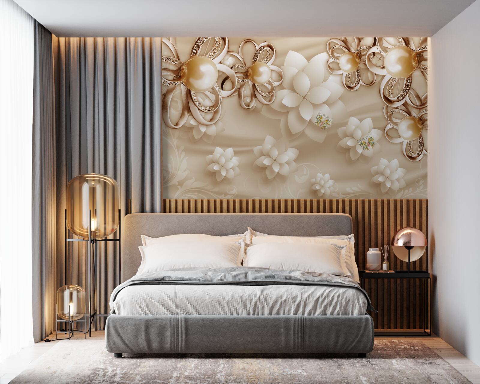 Fototapeta magnolia ma białe kwiaty w refleksach złota