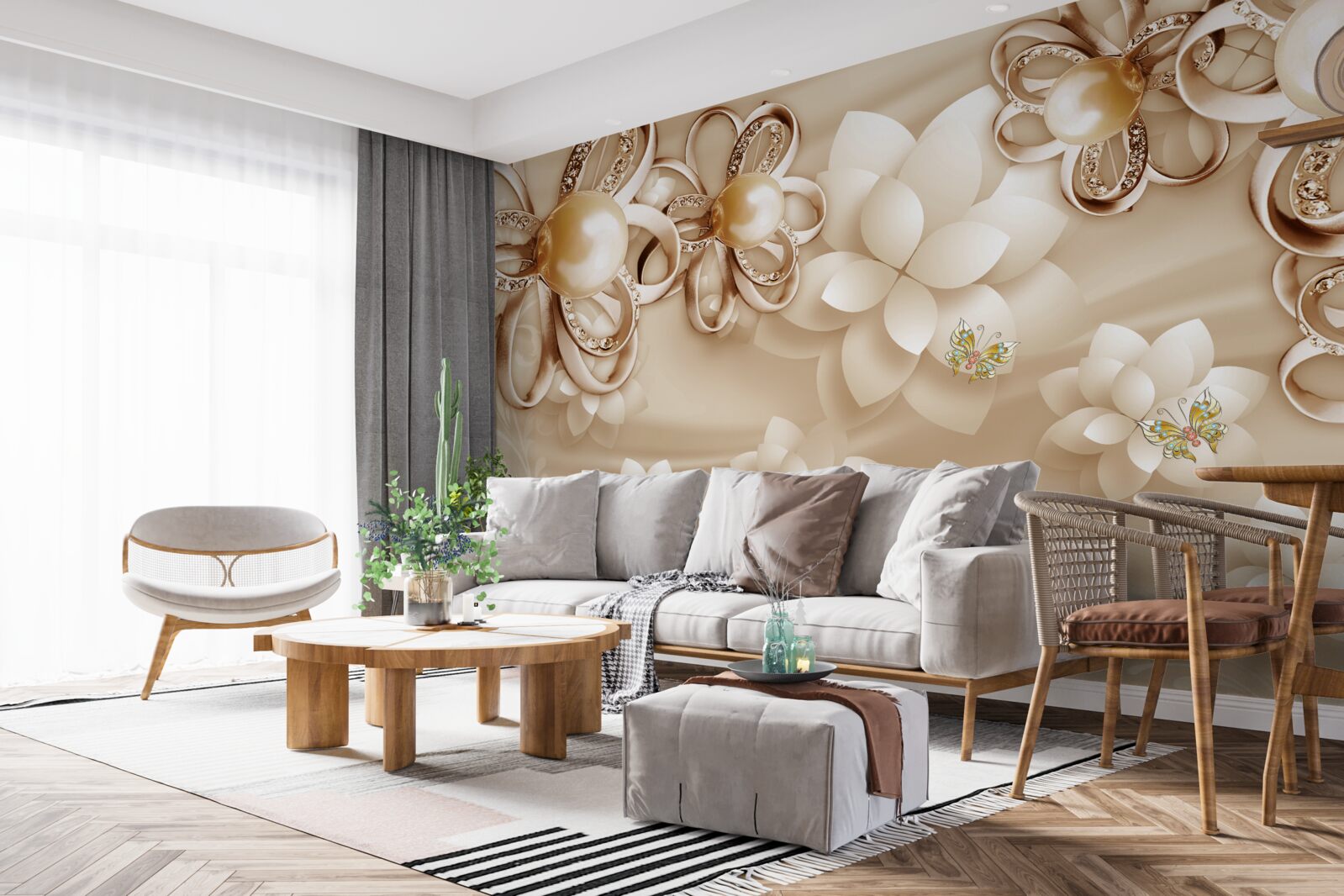Fototapeta magnolia ma białe kwiaty w refleksach złota