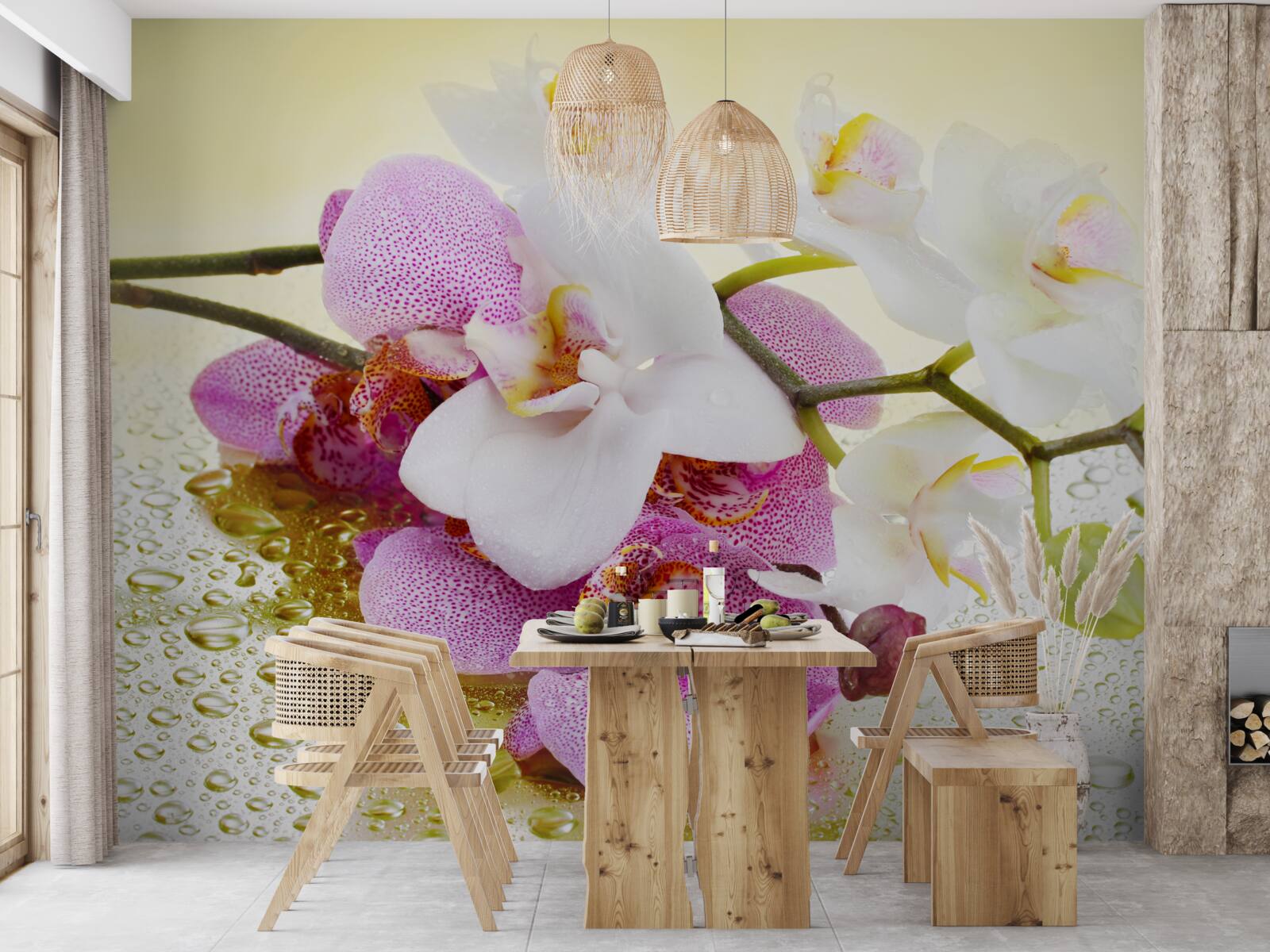 Fototapeta krople na gałęzie zachwycających orchidei