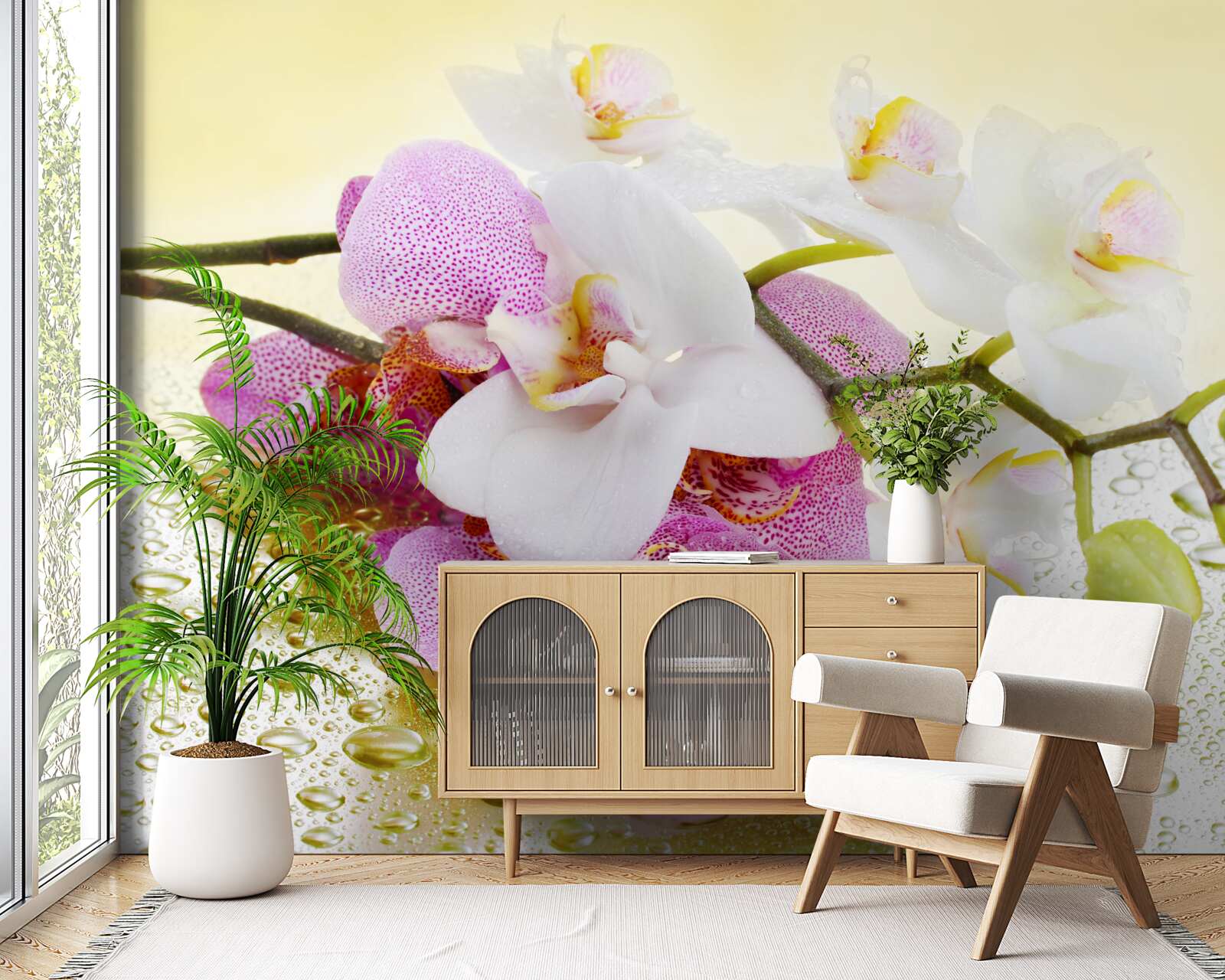 Fototapeta krople na gałęzie zachwycających orchidei