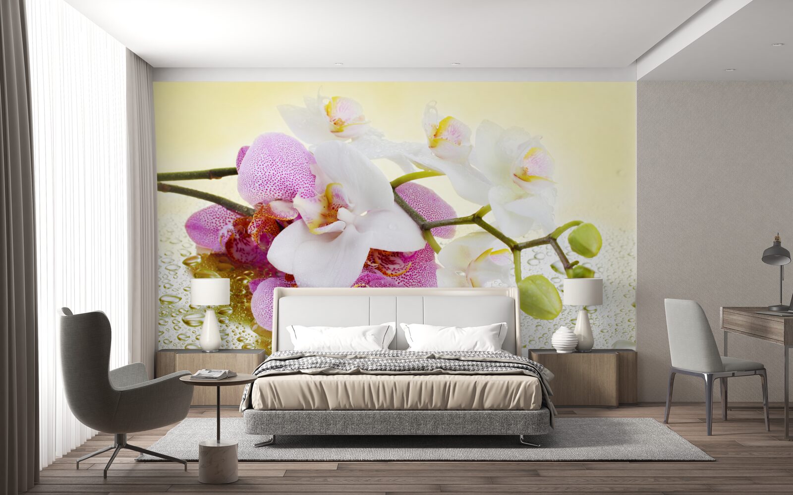 Fototapeta krople na gałęzie zachwycających orchidei