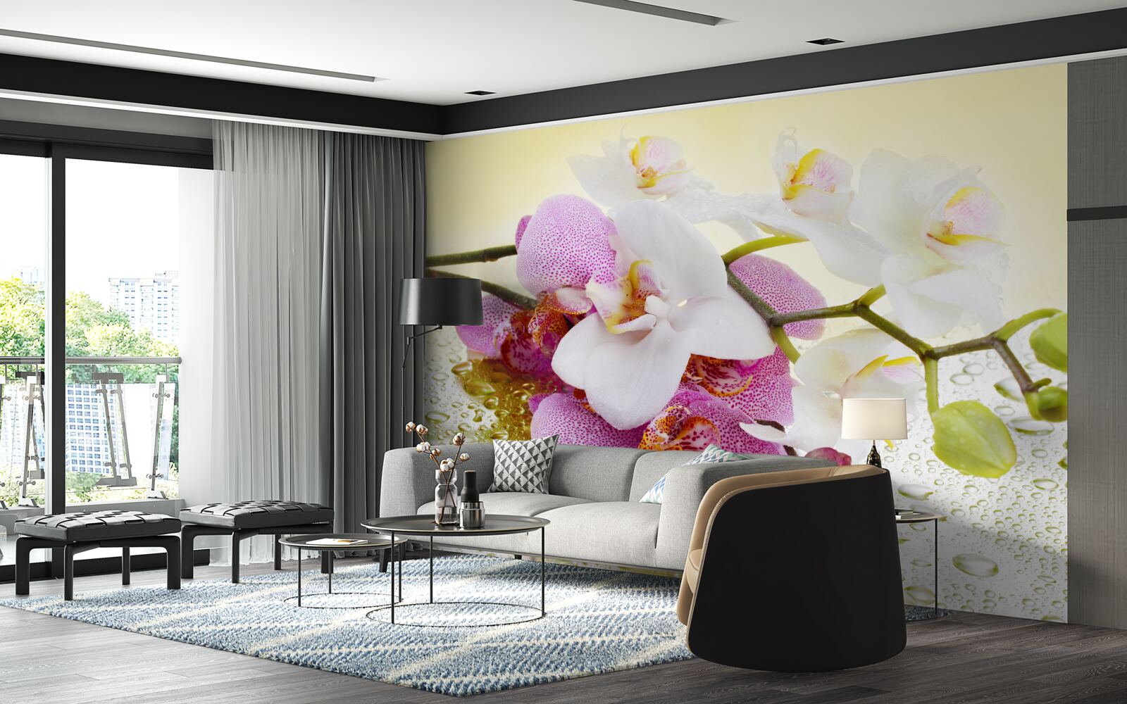 Fototapeta krople na gałęzie zachwycających orchidei