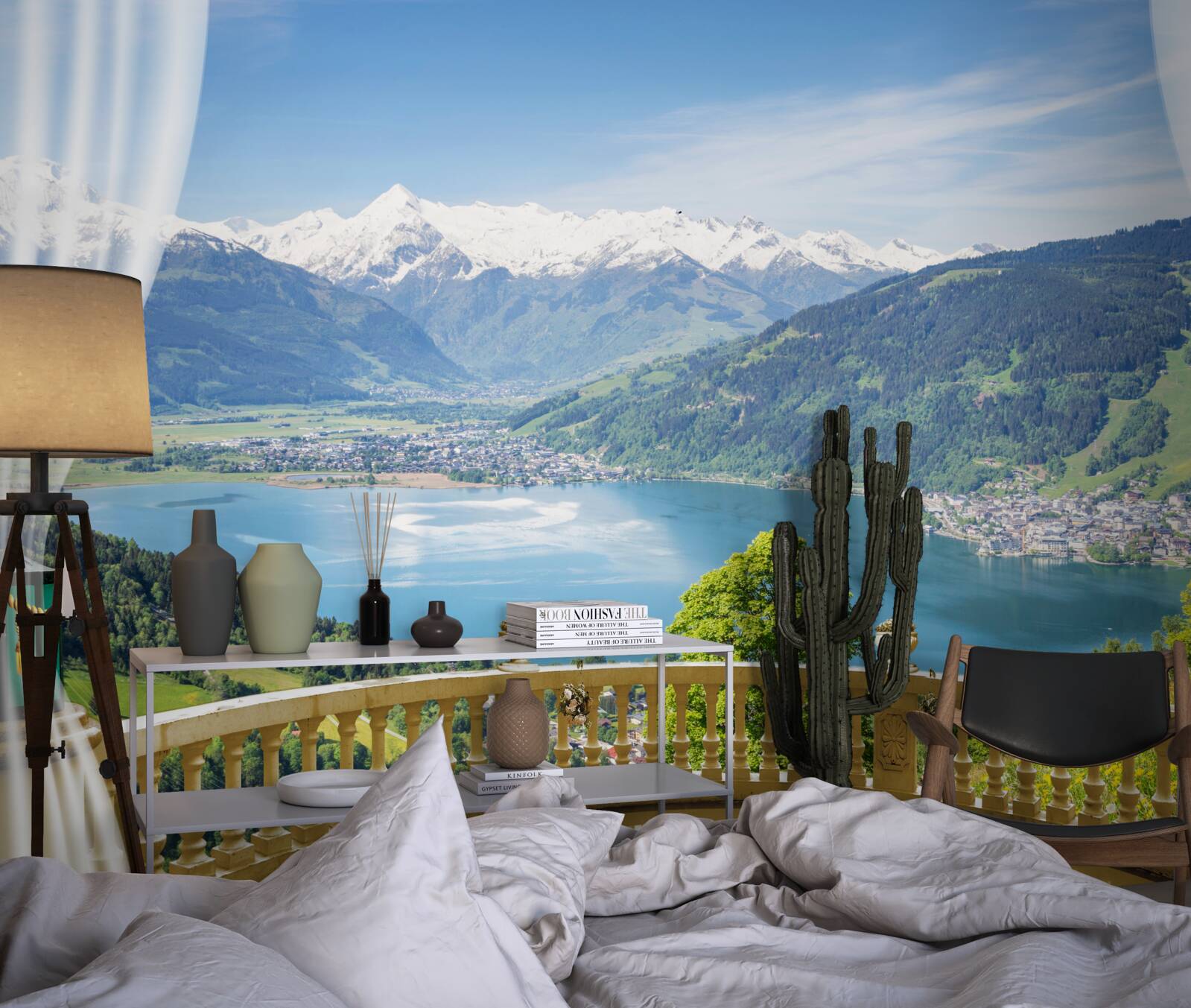 Fototapeta wygodny balkon ze wspaniałą panoramą