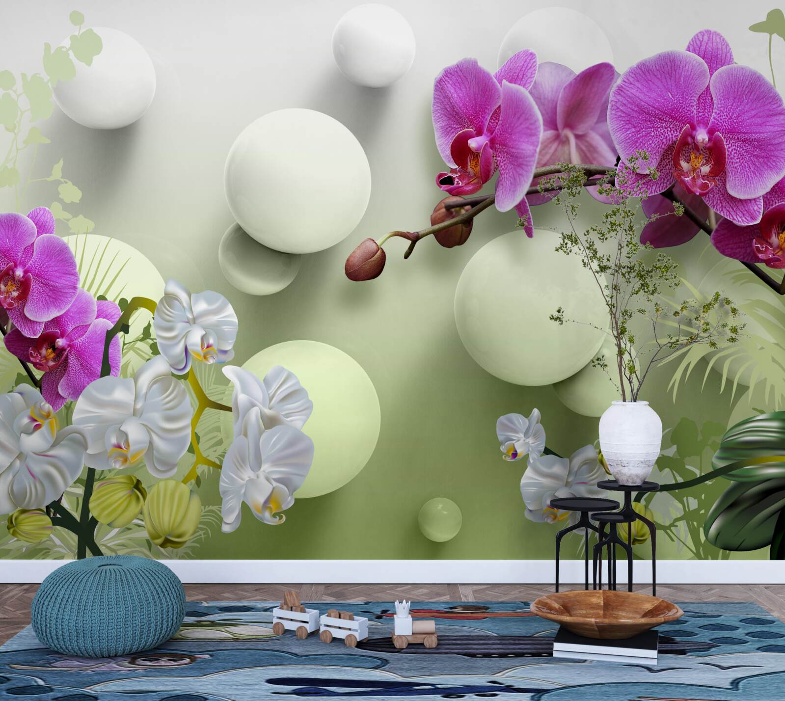 Fototapeta białe i liliowe orchidee