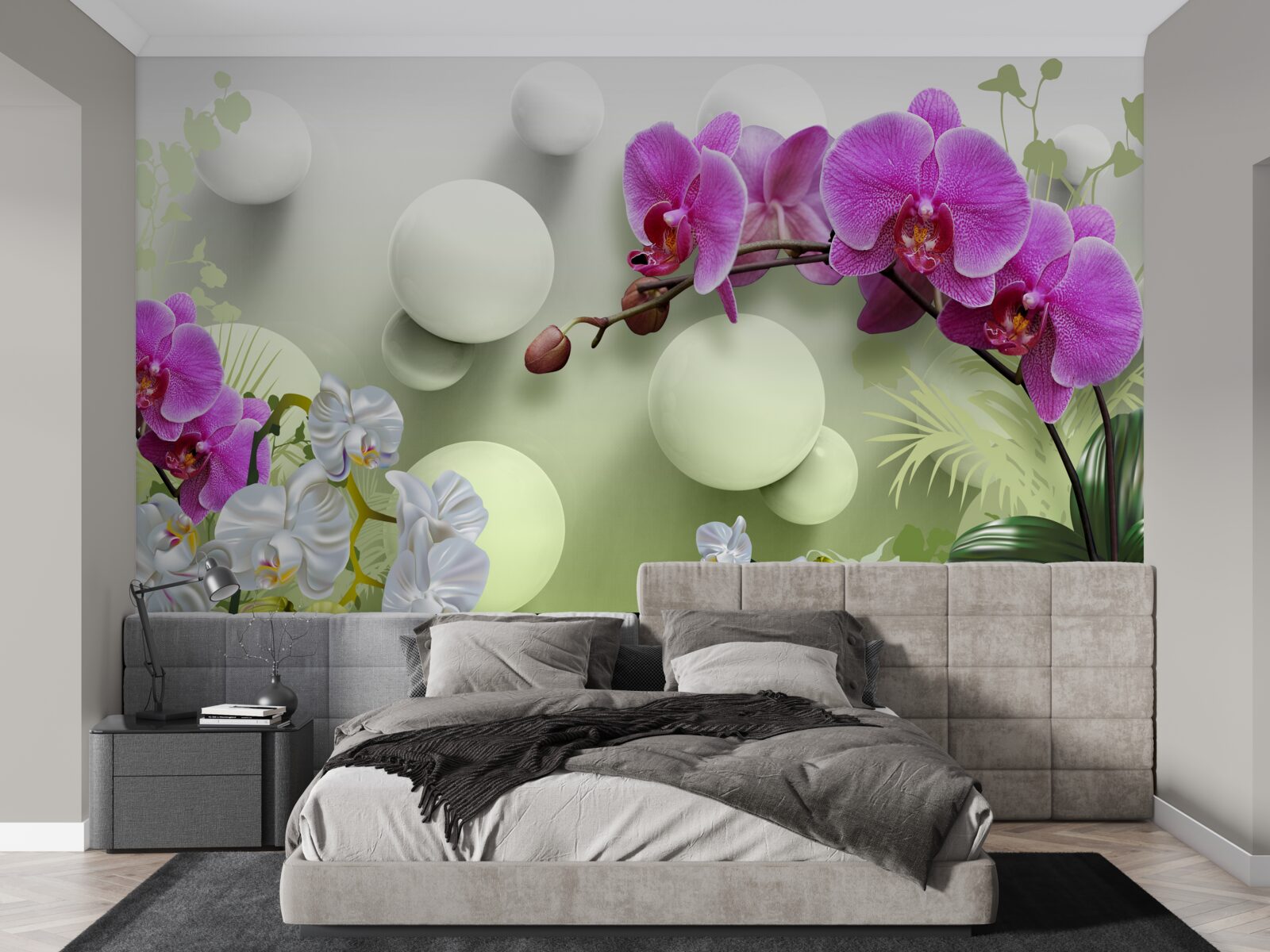 Fototapeta białe i liliowe orchidee
