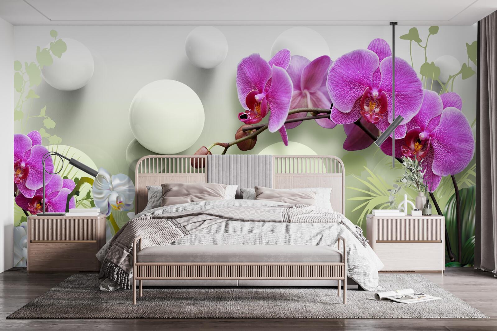 Fototapeta białe i liliowe orchidee