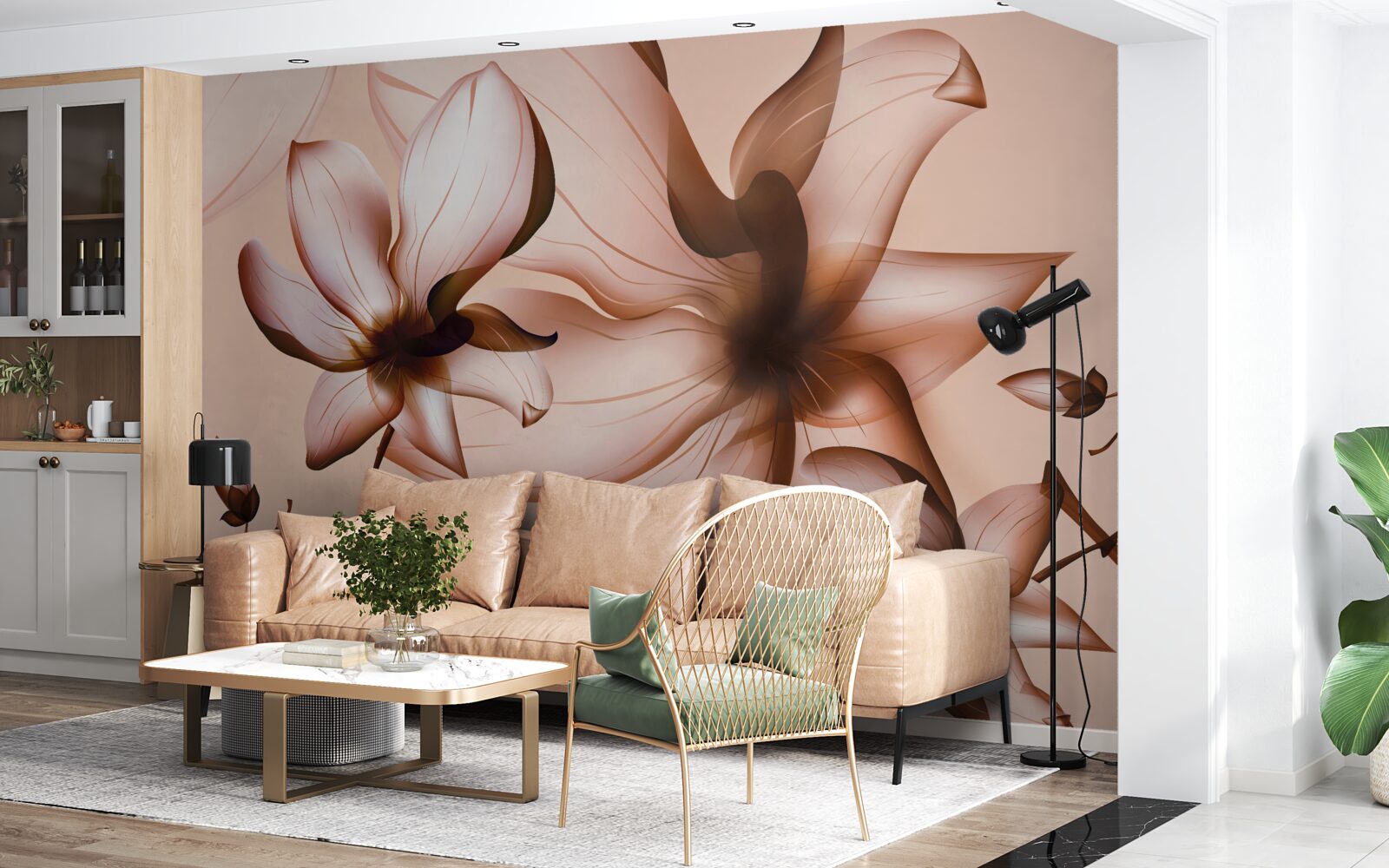 Fototapeta różowe tło z magnoliami
