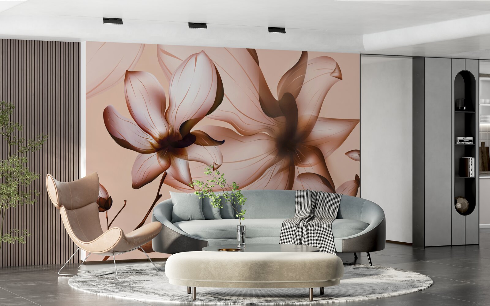 Fototapeta różowe tło z magnoliami