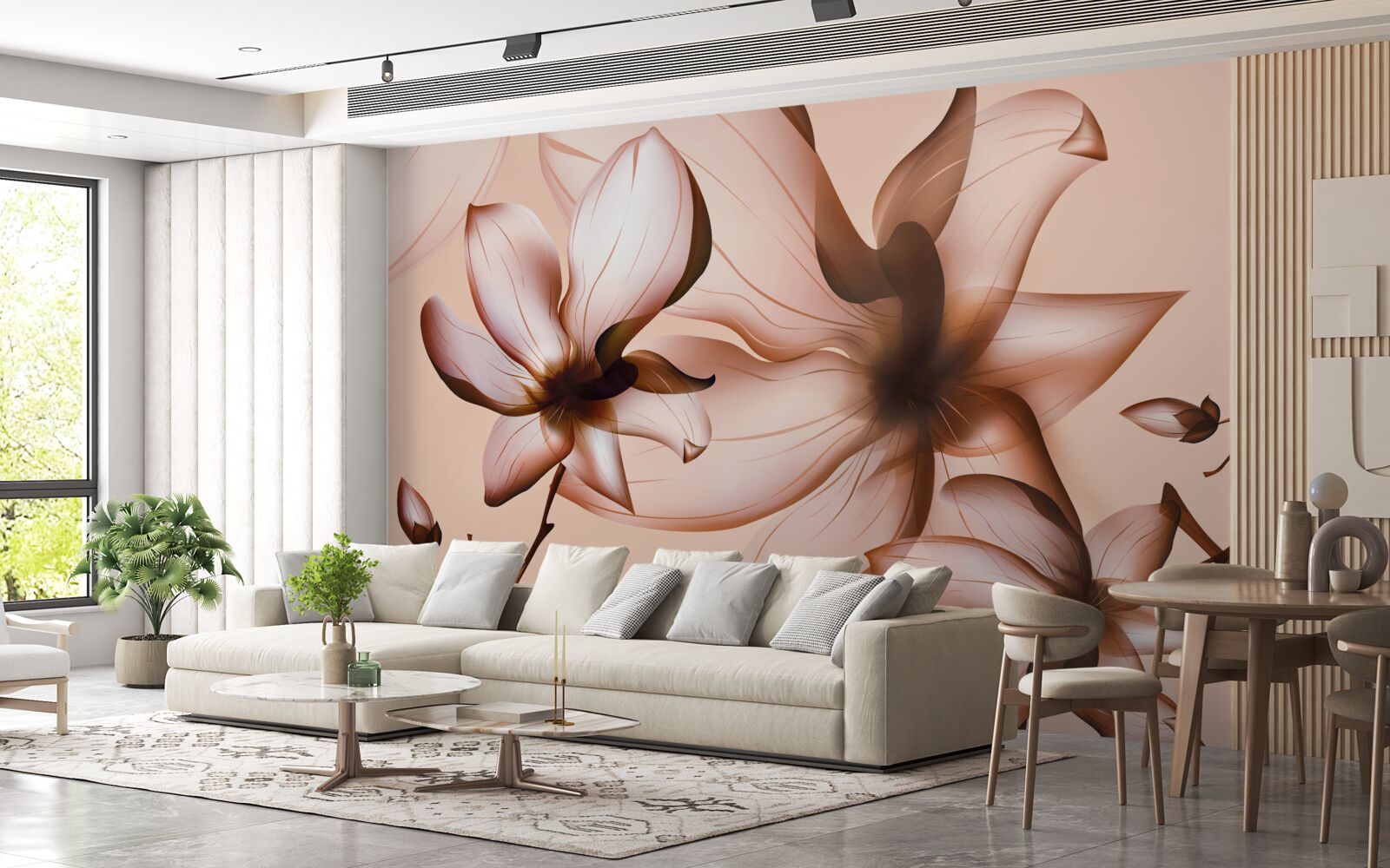 Fototapeta różowe tło z magnoliami