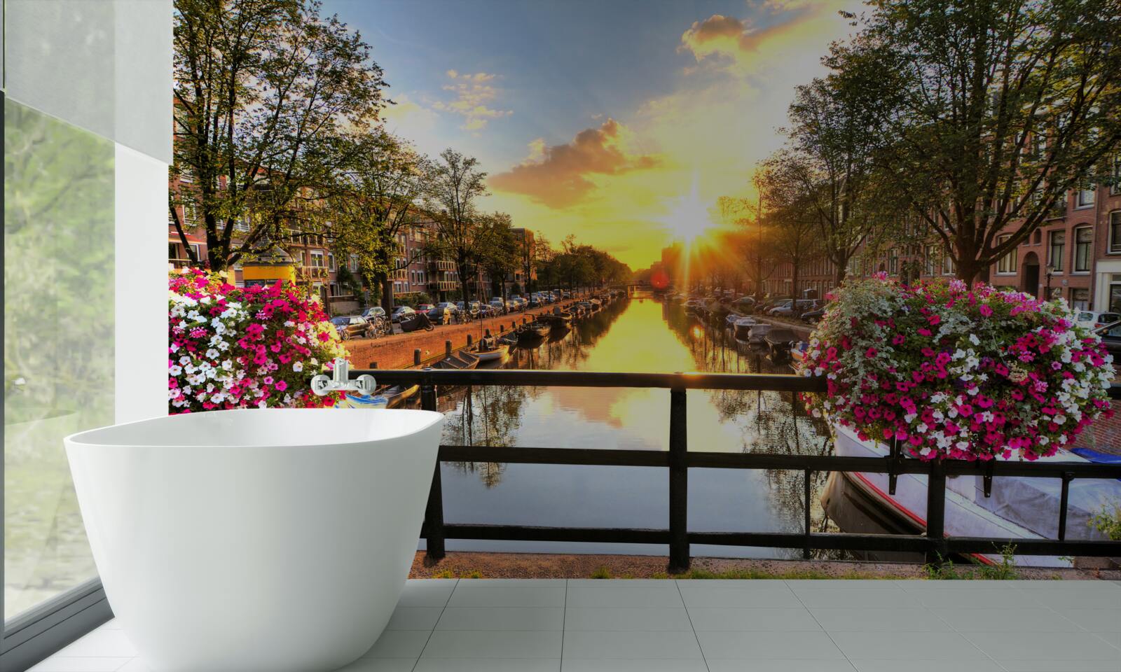 Fototapeta serce amsterdamu spowija zachód słońca