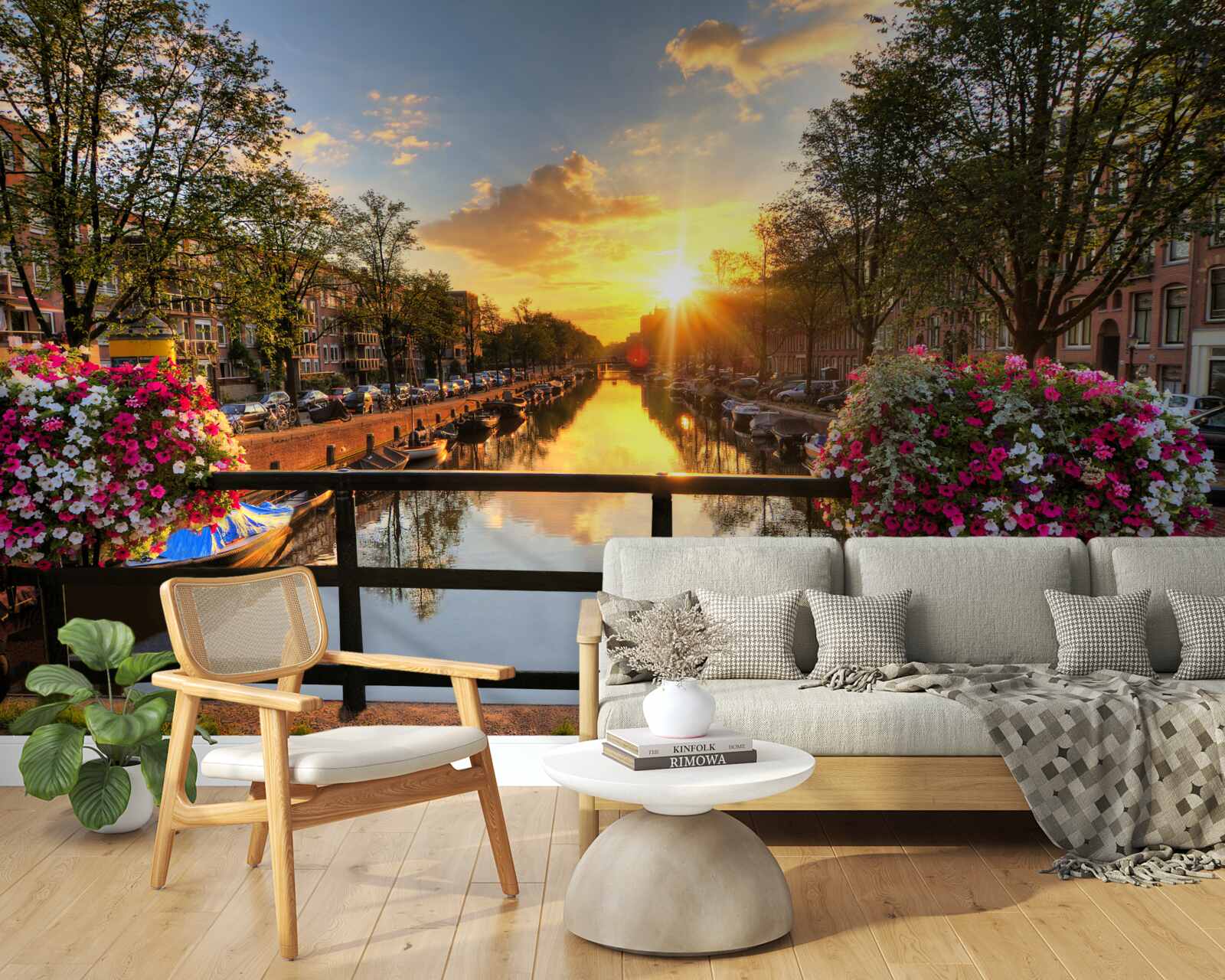 Fototapeta oglądanie zachodu słońca z mostu w amsterdamie