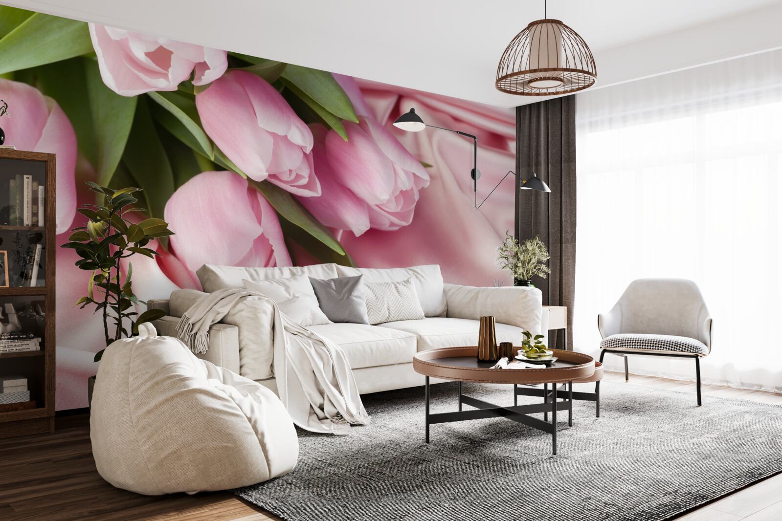 Fototapeta różowe tulipany na jedwabnym tle