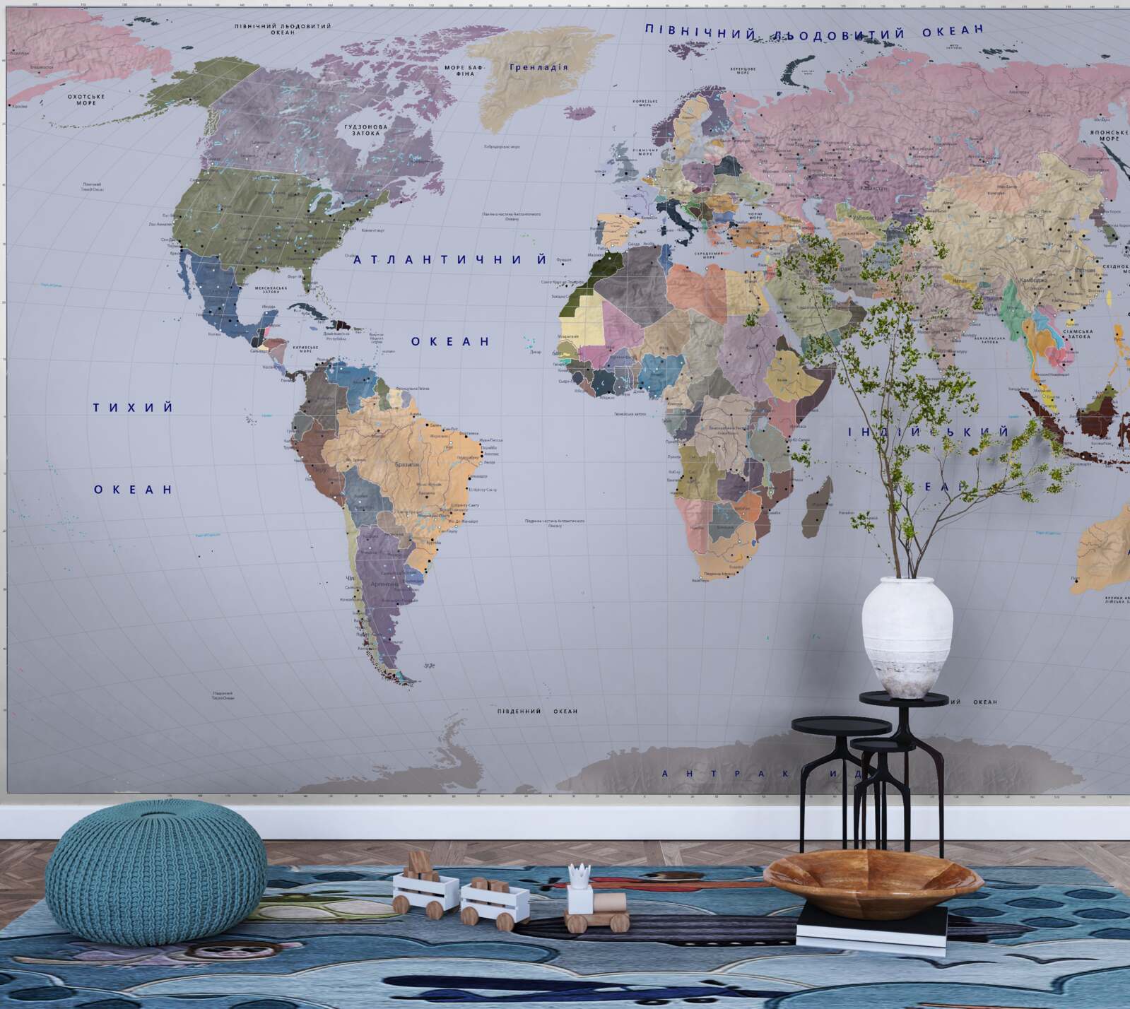 Fototapeta wielobarwna mapa geograficzna ziemi