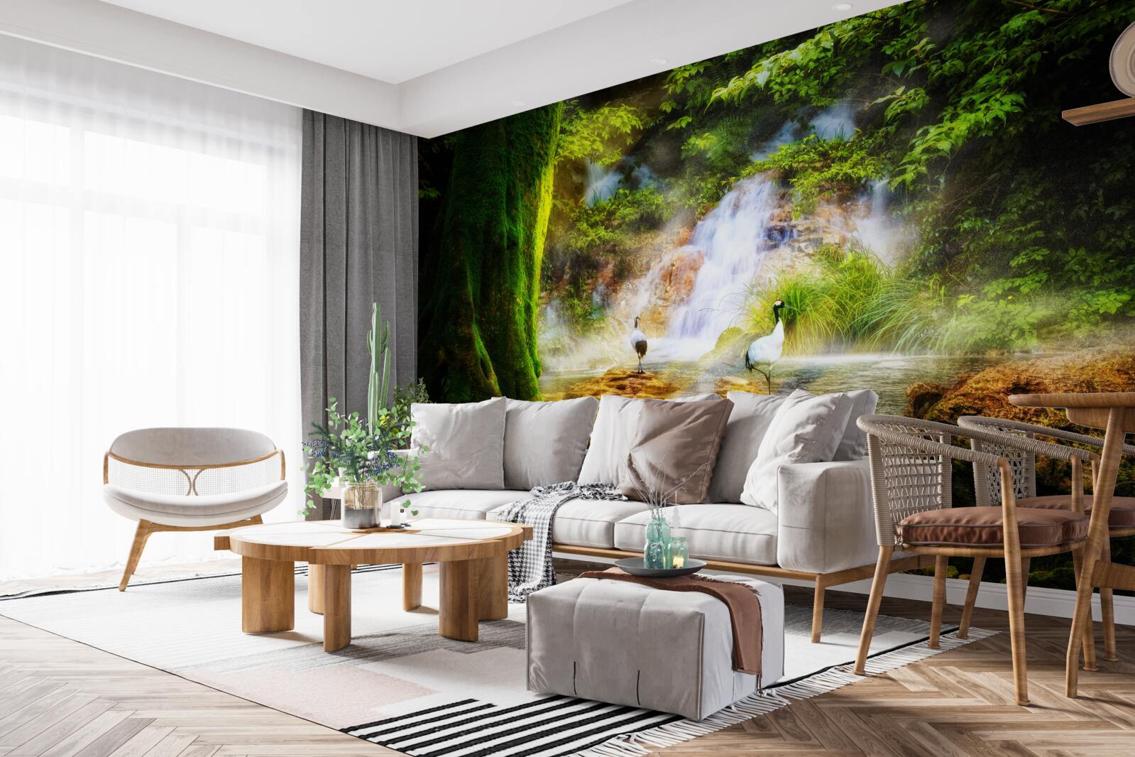 Fototapeta magiczny górski wodospad spadający kaskadą