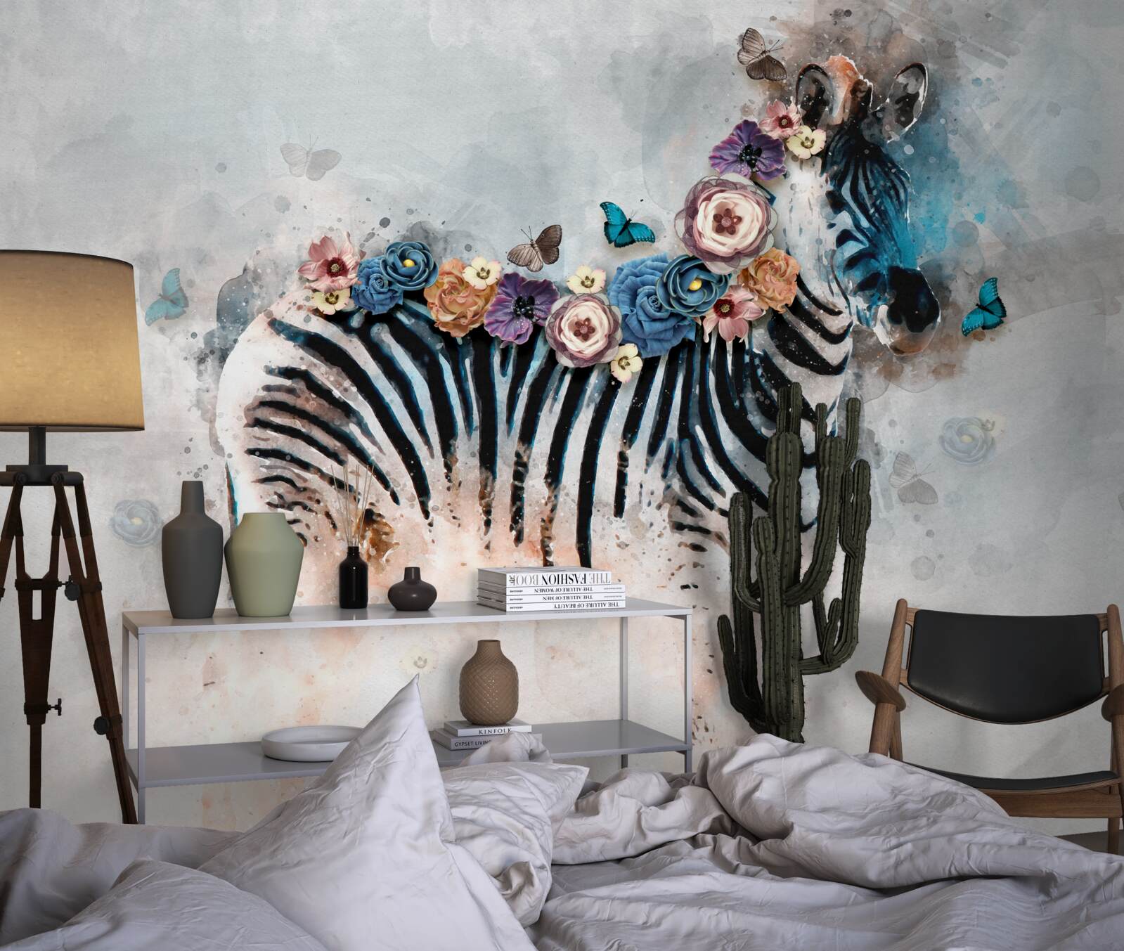Fototapeta zebra w kolorach z jasnymi paskami