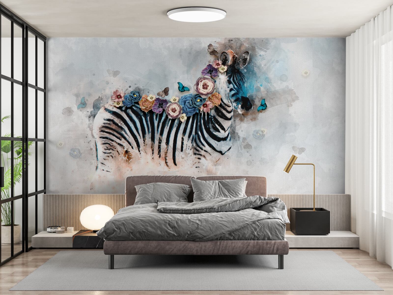 Fototapeta zebra w kolorach z jasnymi paskami