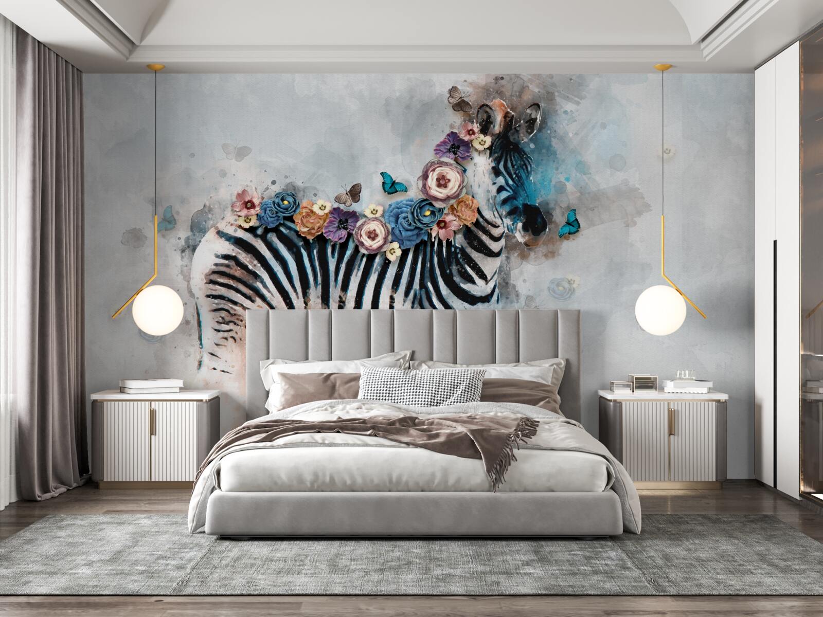 Fototapeta zebra w kolorach z jasnymi paskami