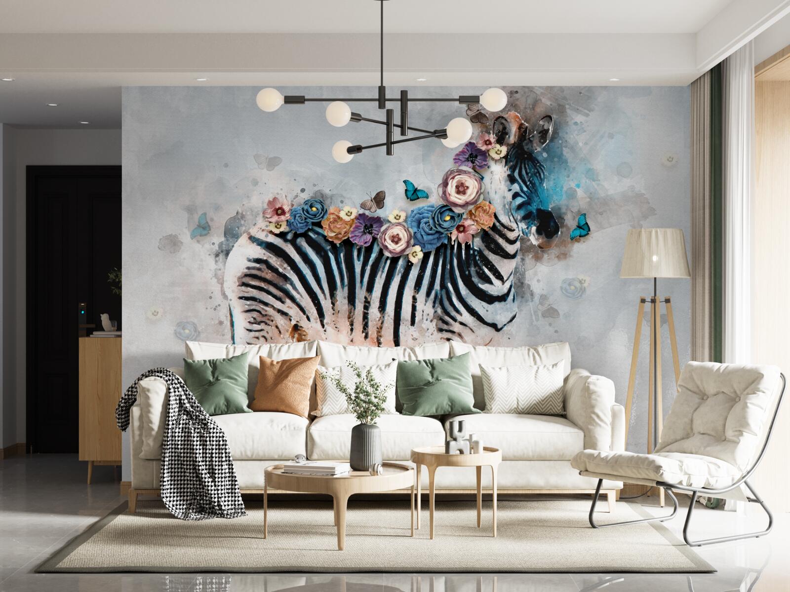 Fototapeta zebra w kolorach z jasnymi paskami