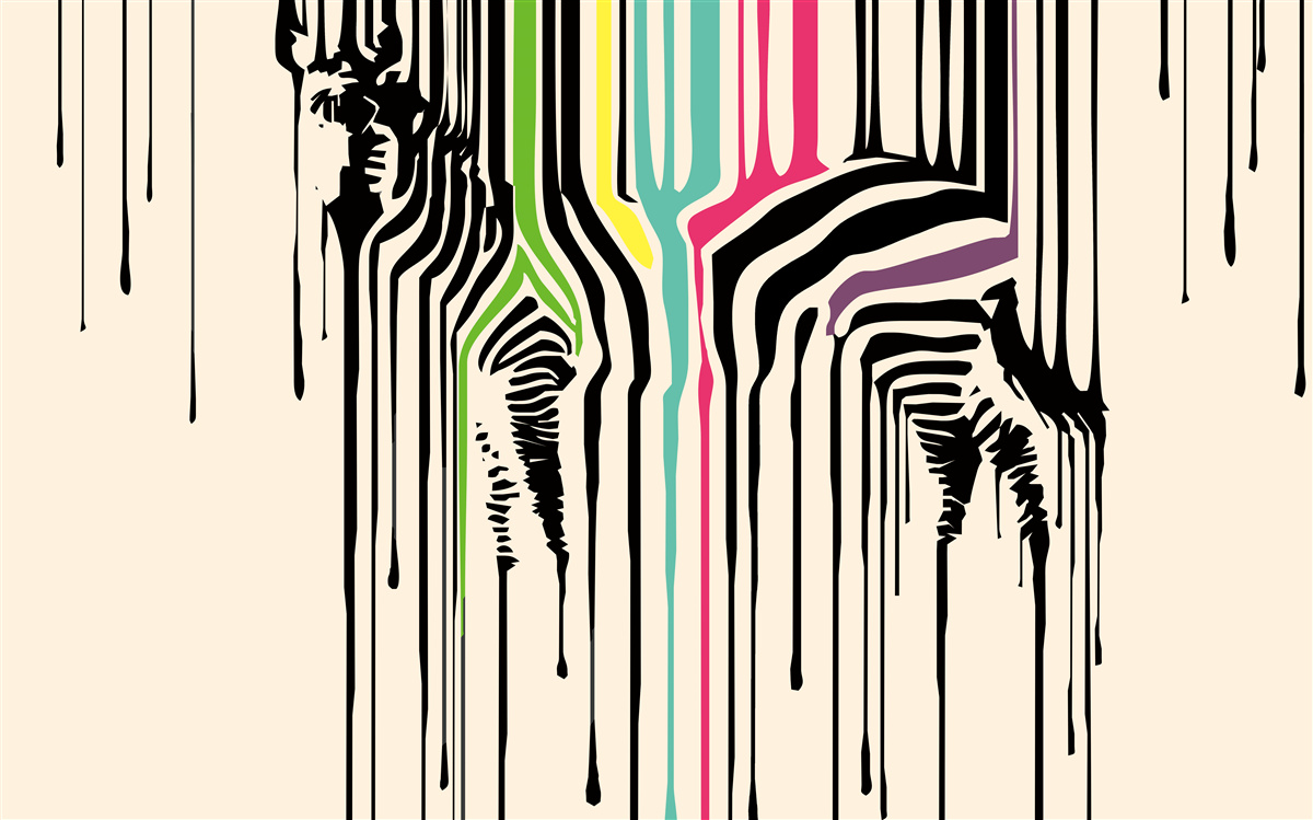 Fototapeta zebra przedstawiona rozmazaną farbą