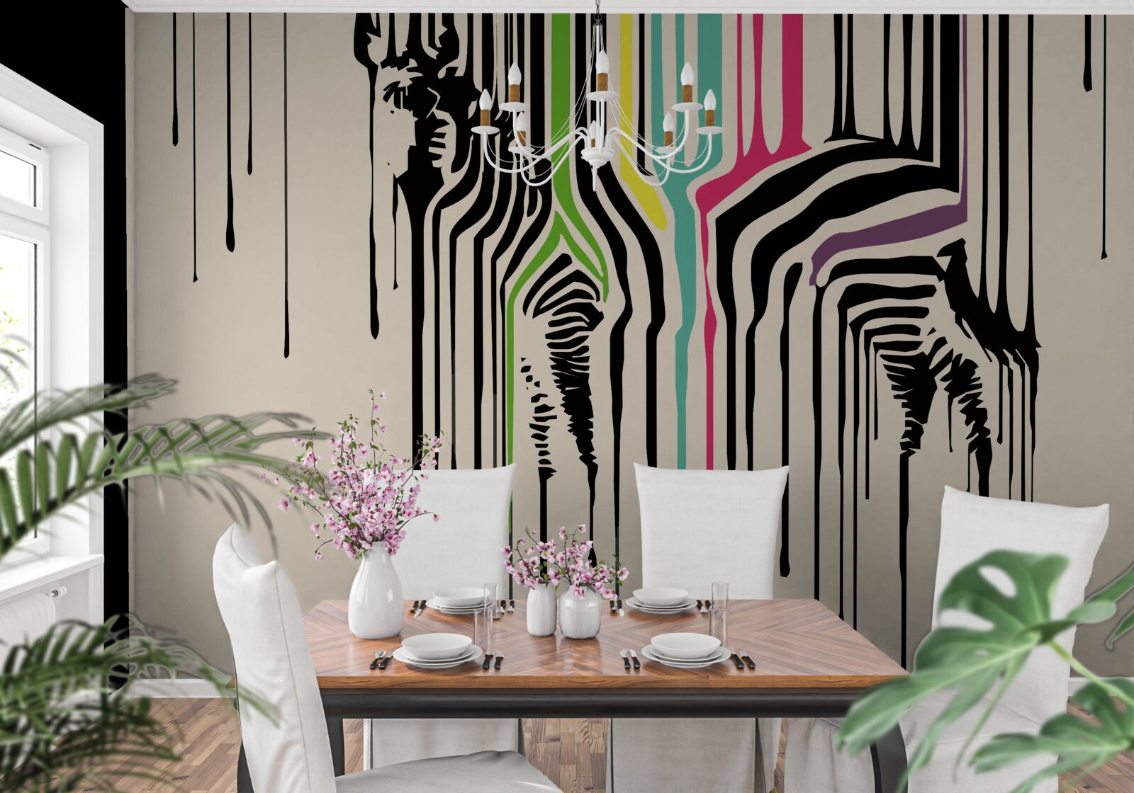 Fototapeta zebra przedstawiona rozmazaną farbą