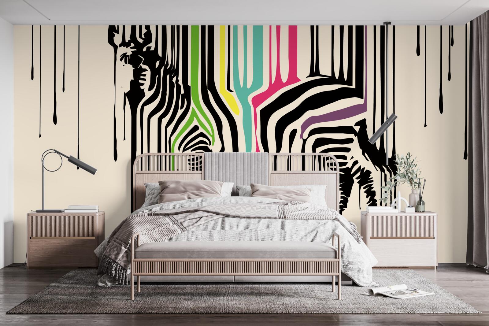 Fototapeta zebra przedstawiona rozmazaną farbą