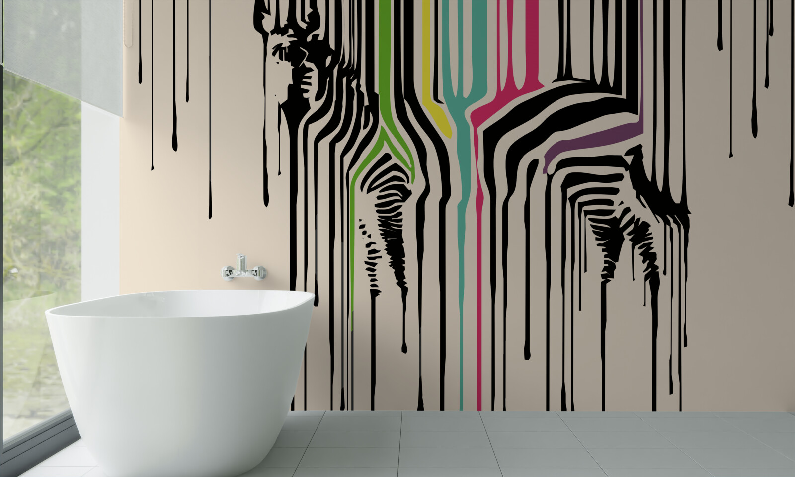 Fototapeta zebra przedstawiona rozmazaną farbą