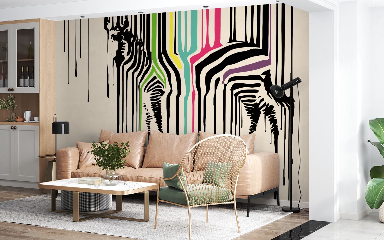 Fototapeta zebra przedstawiona rozmazaną farbą