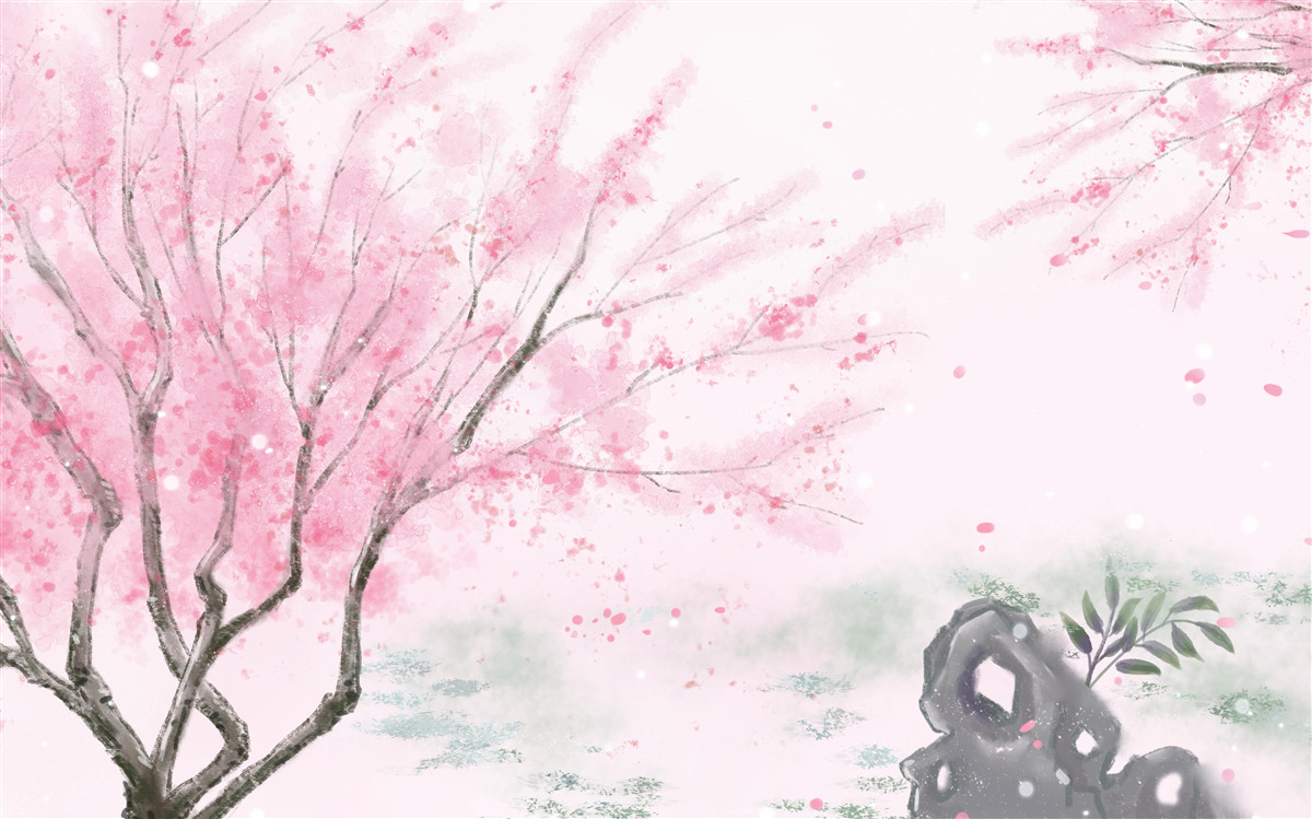 Fototapeta sakura w pobliżu stawu jest pomalowana na różowo