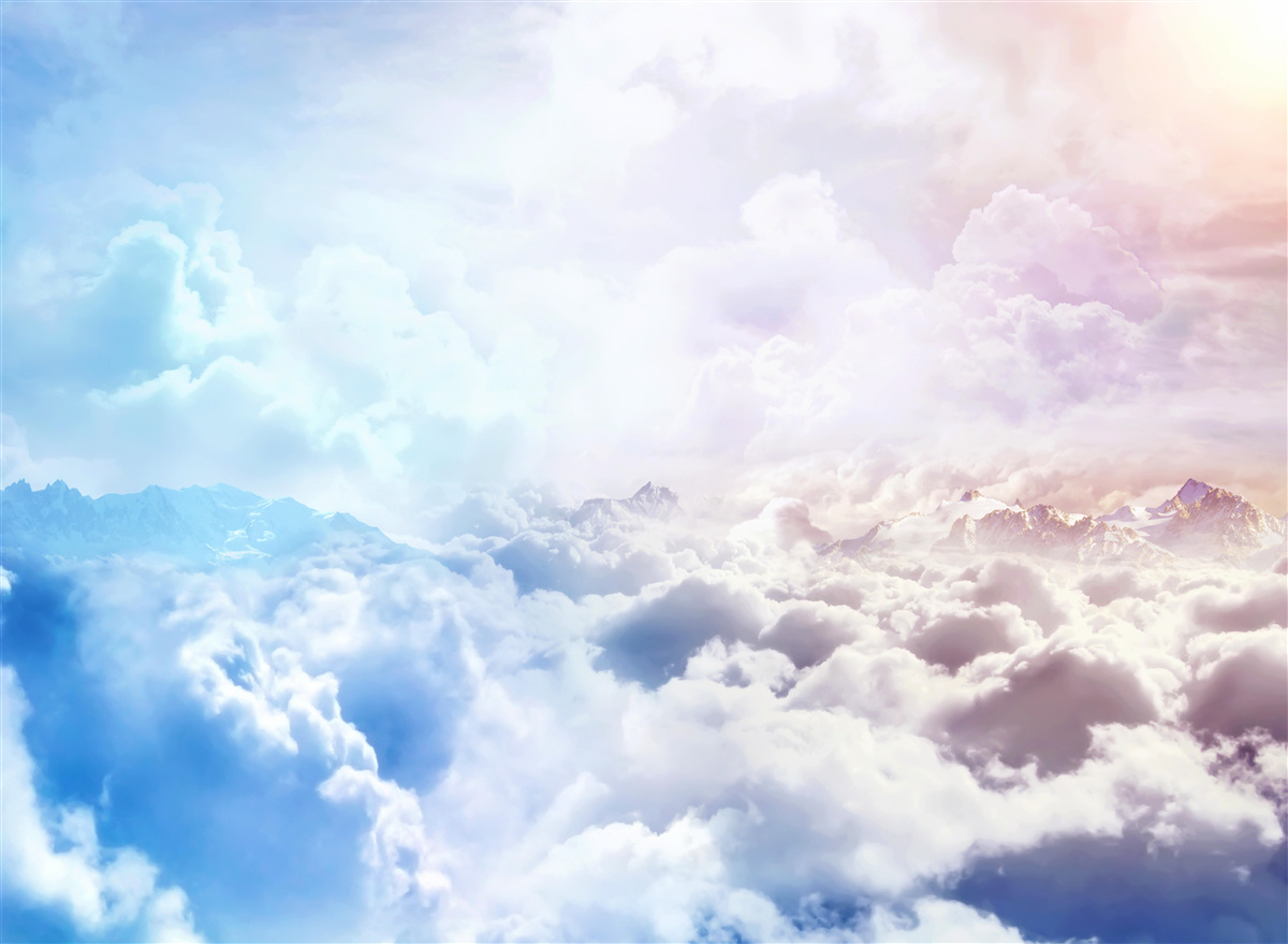 Fototapeta firmament chmur w odcieniach różu i błękitu