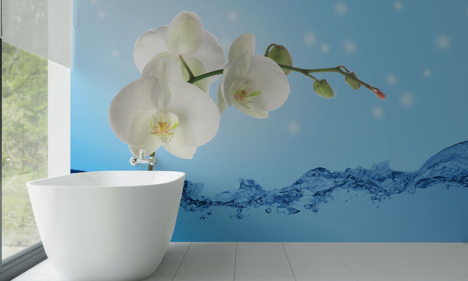 Fototapeta odpowiedź: biała orchidea zanurzona w wodzie