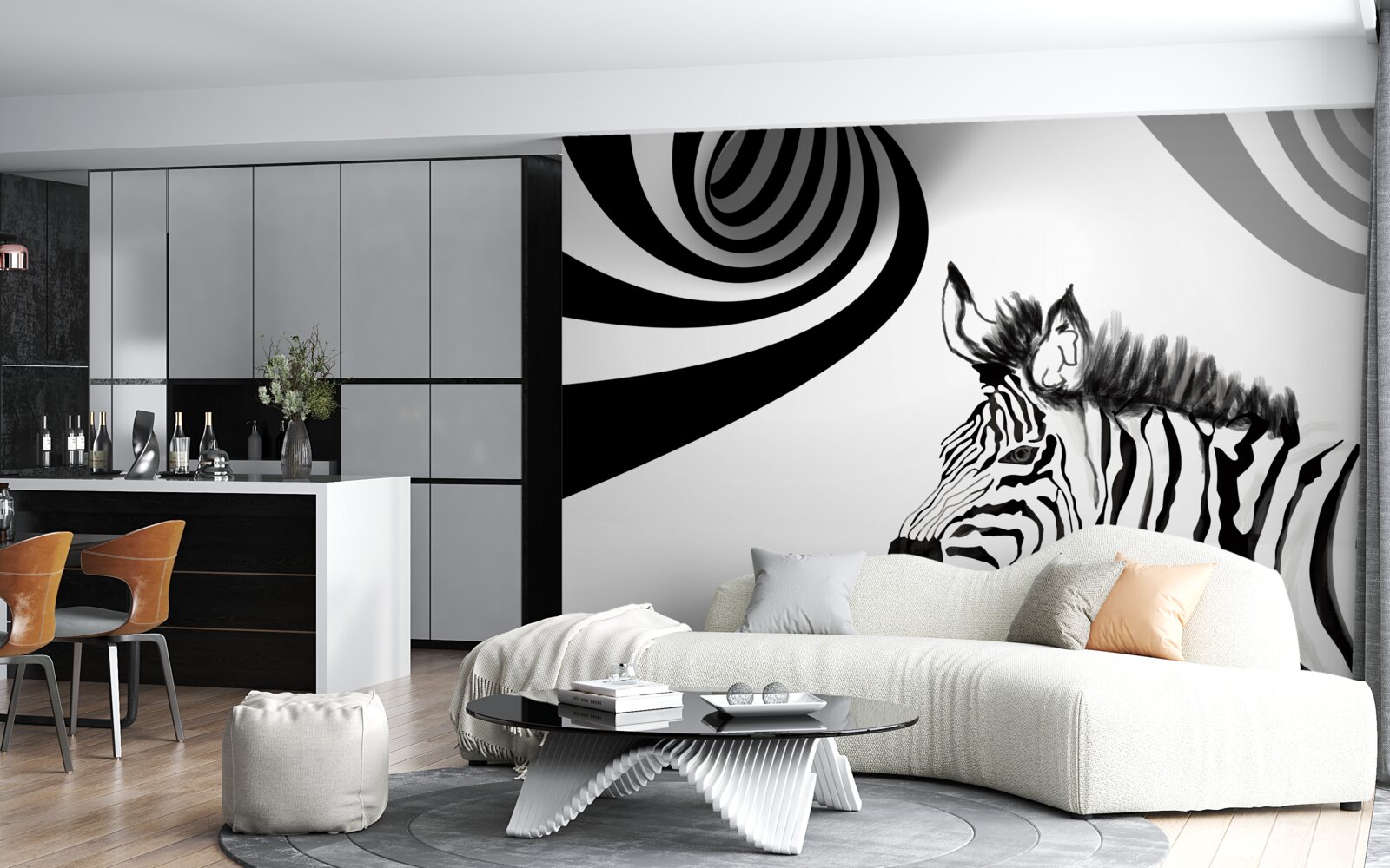 Fototapeta czarno-biała zebra w stanie oczekiwania