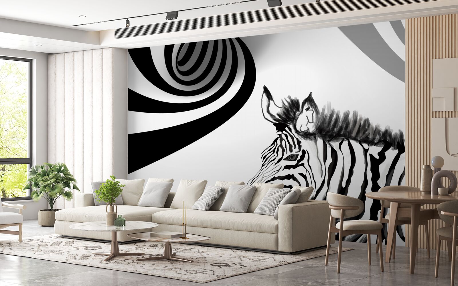 Fototapeta czarno-biała zebra w stanie oczekiwania