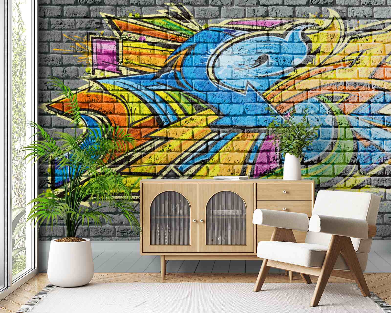 Fototapeta wielokolorowy obraz graffiti na ścianie