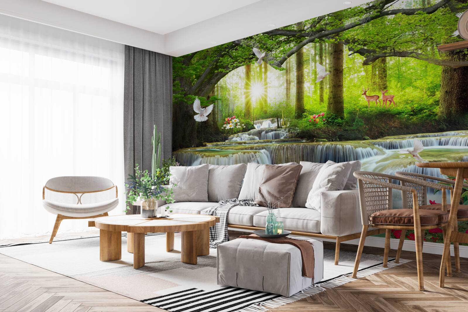 Fototapeta wodospady na progach lasu o świcie