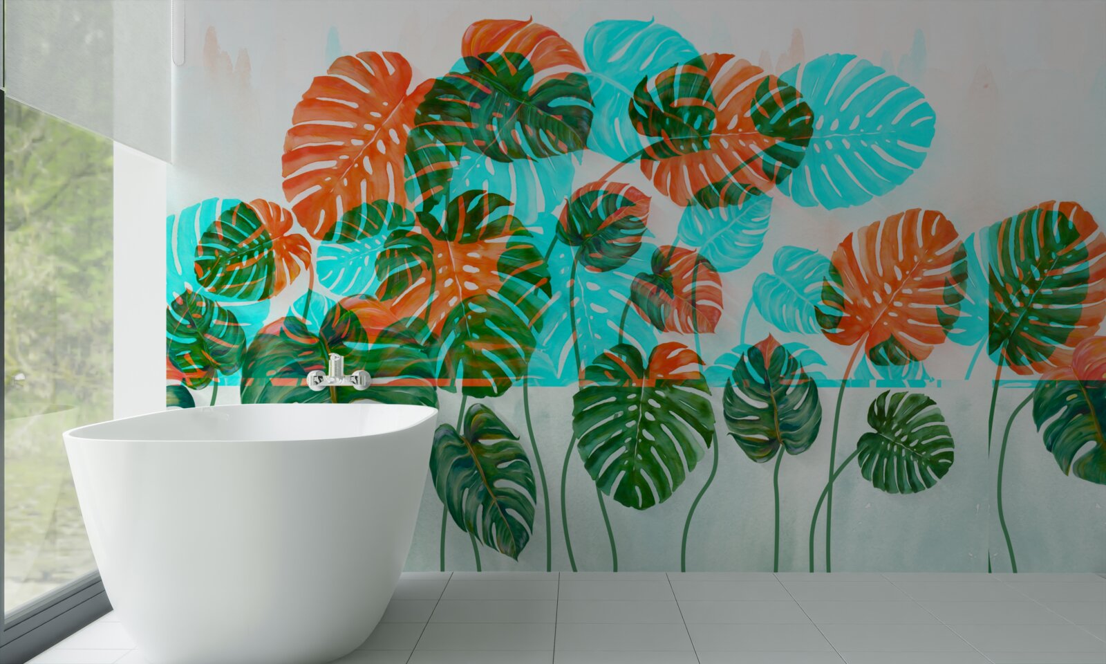 Fototapeta monstera z zielonymi liśćmi