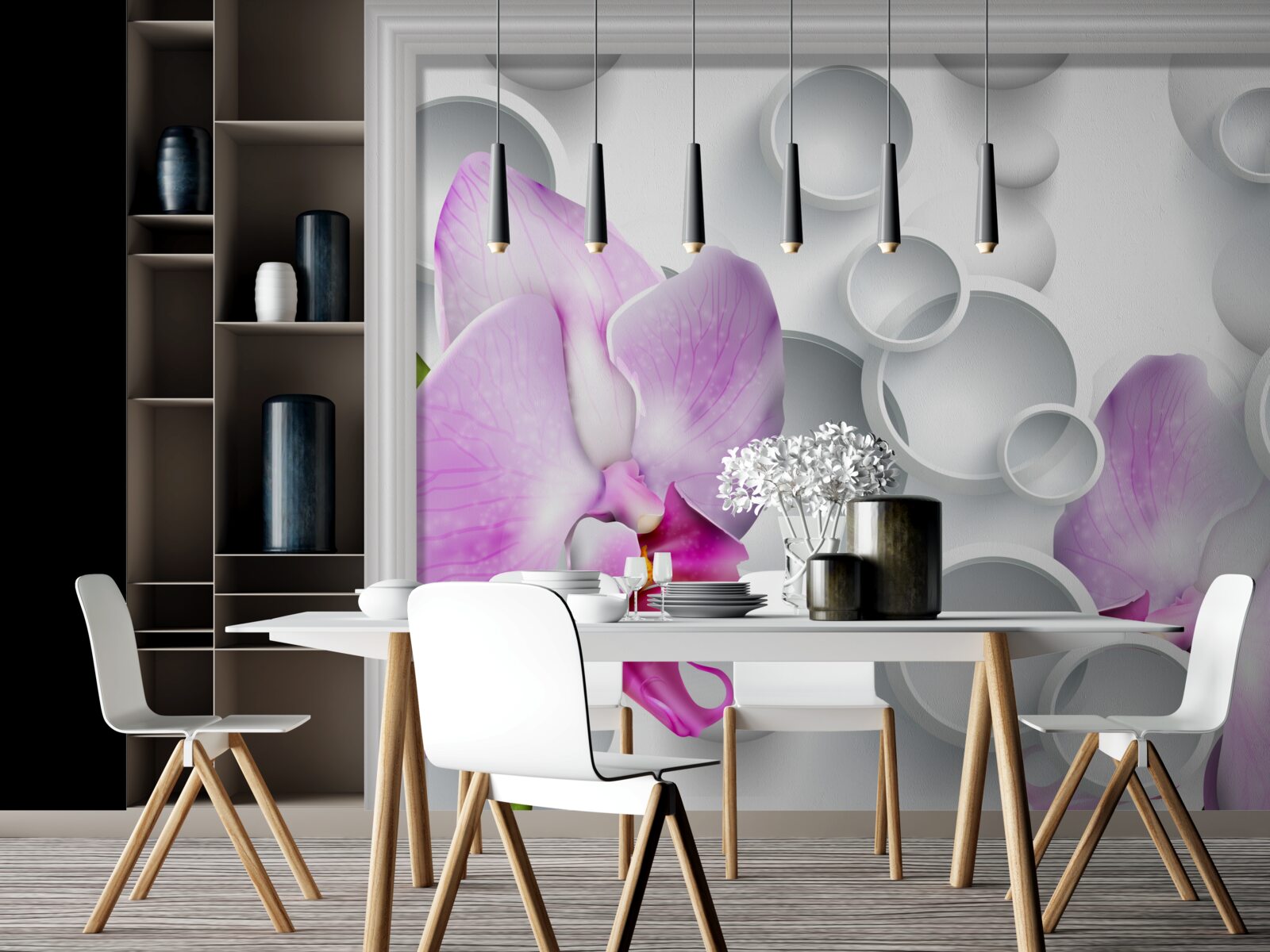 Fototapeta miękka różowa orchidea z pierścieniami