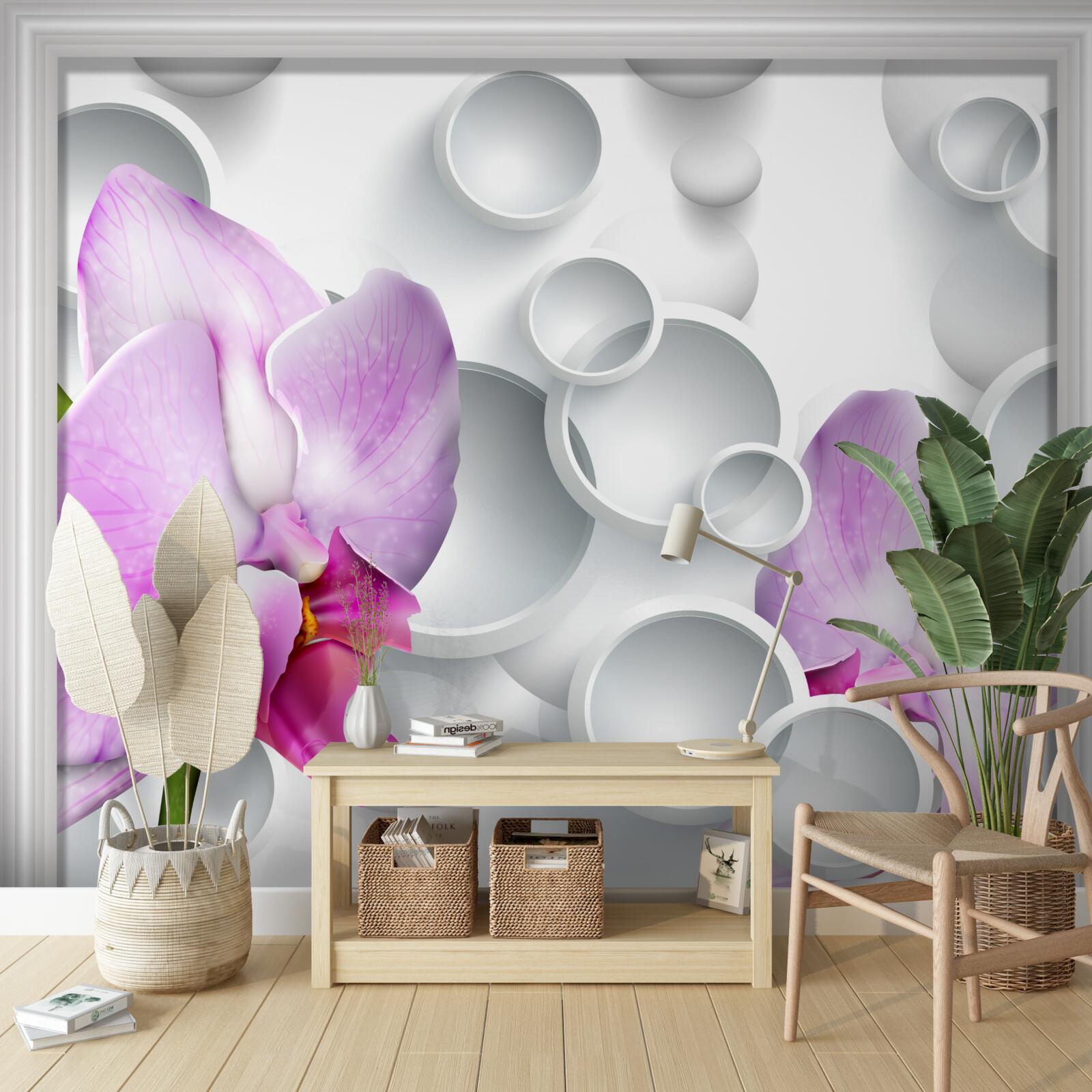 Fototapeta miękka różowa orchidea z pierścieniami