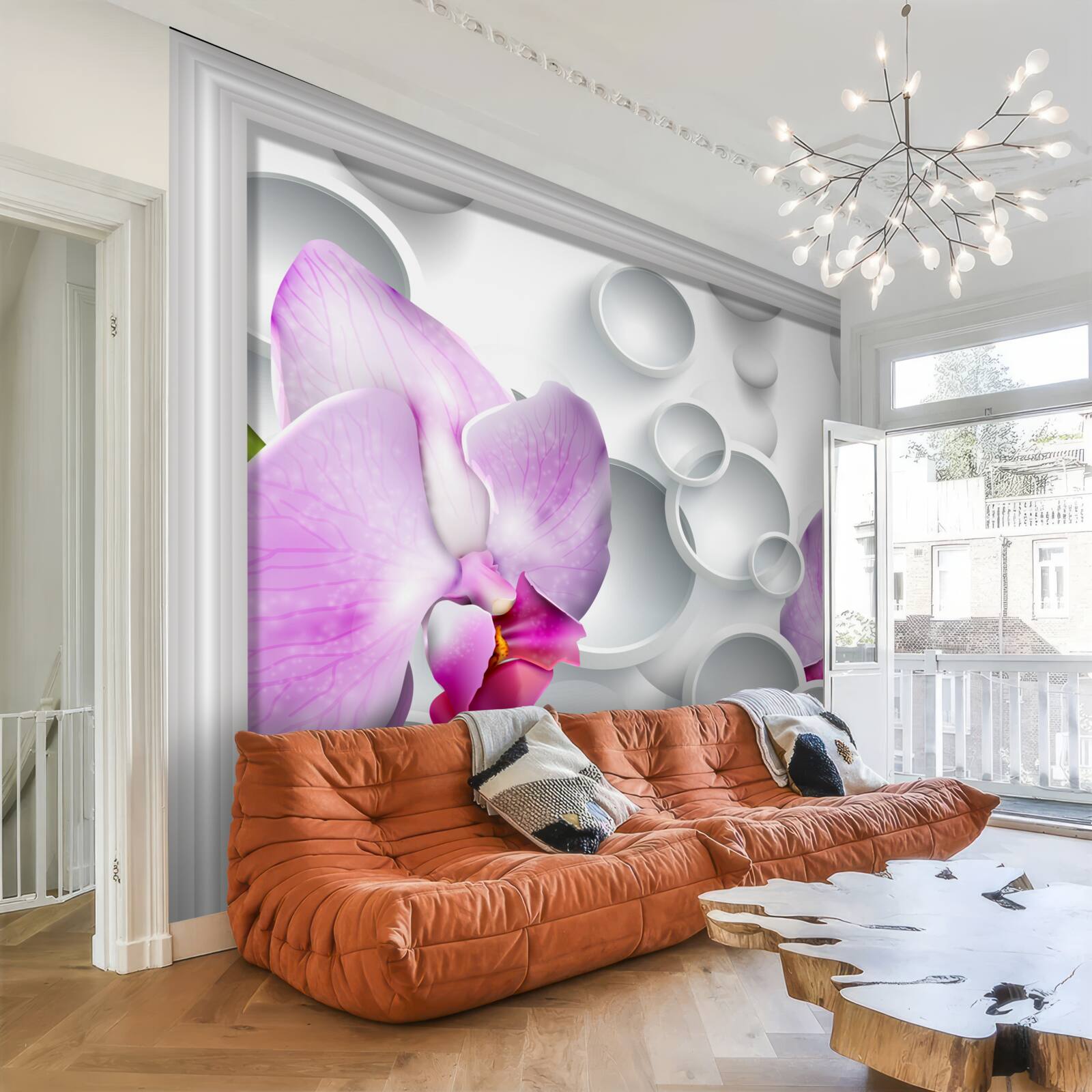 Fototapeta miękka różowa orchidea z pierścieniami