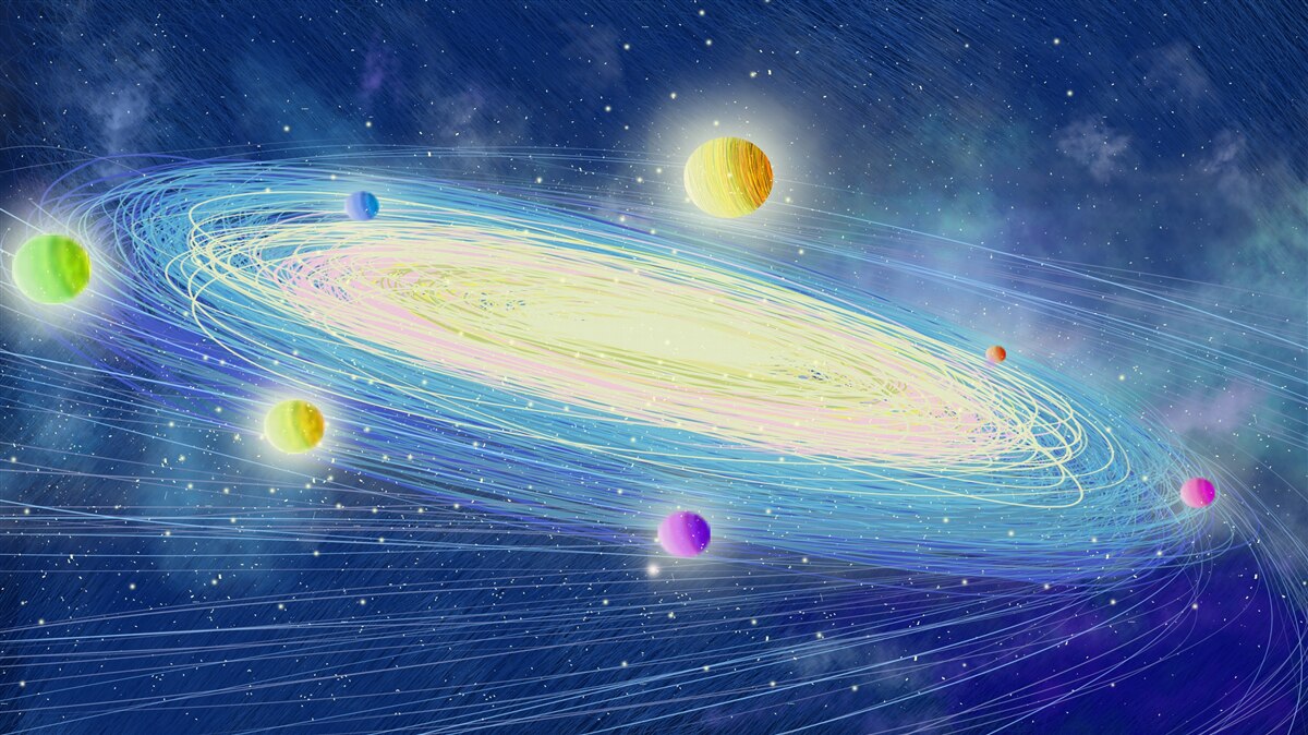 Fototapeta rewolucja planet wokół gwiazdy, którą nazywamy słońcem