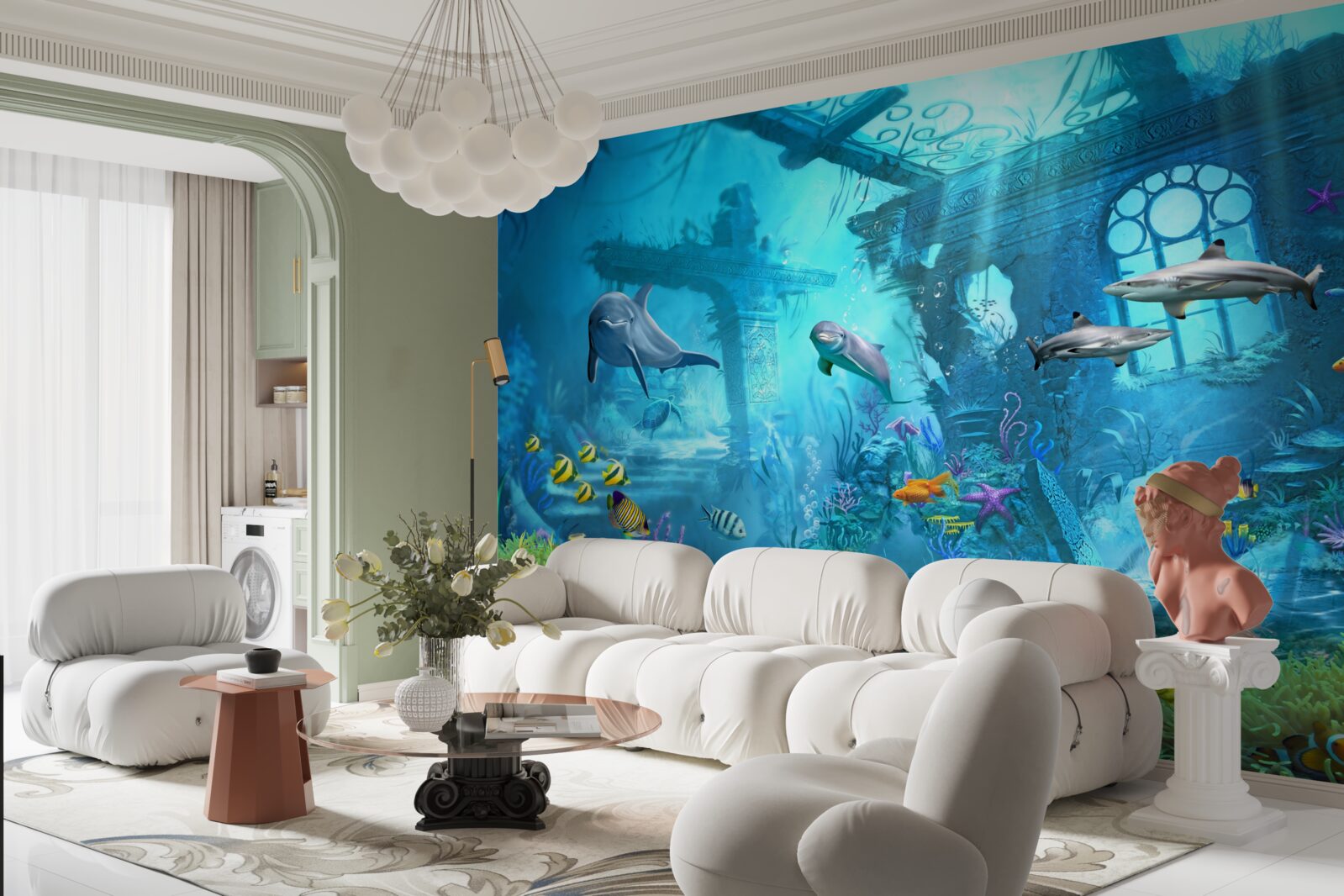 Fototapeta delfiny u podstawy morza