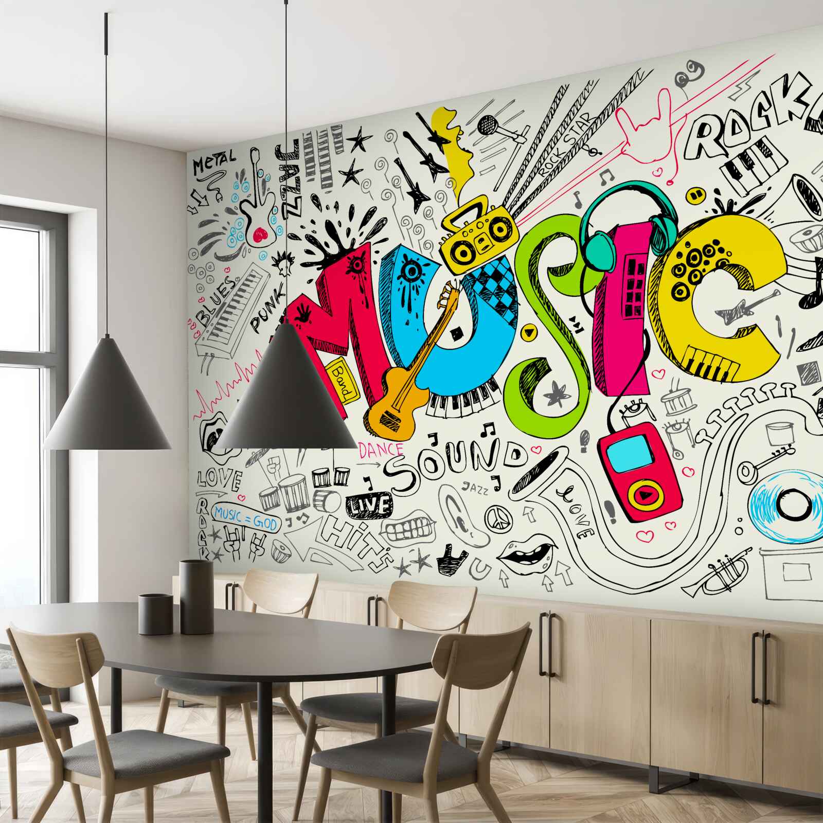 Fototapeta graffiti w stylach muzycznych