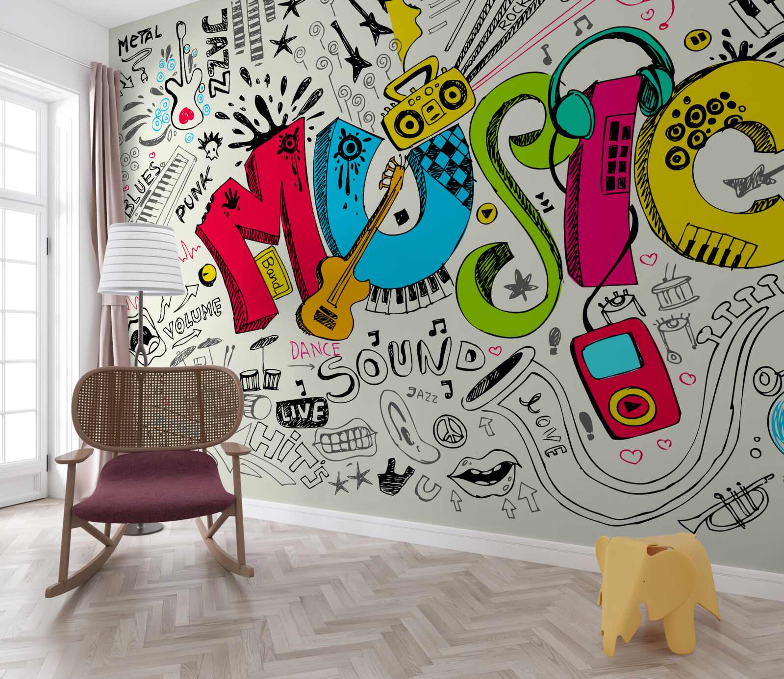 Fototapeta graffiti w stylach muzycznych
