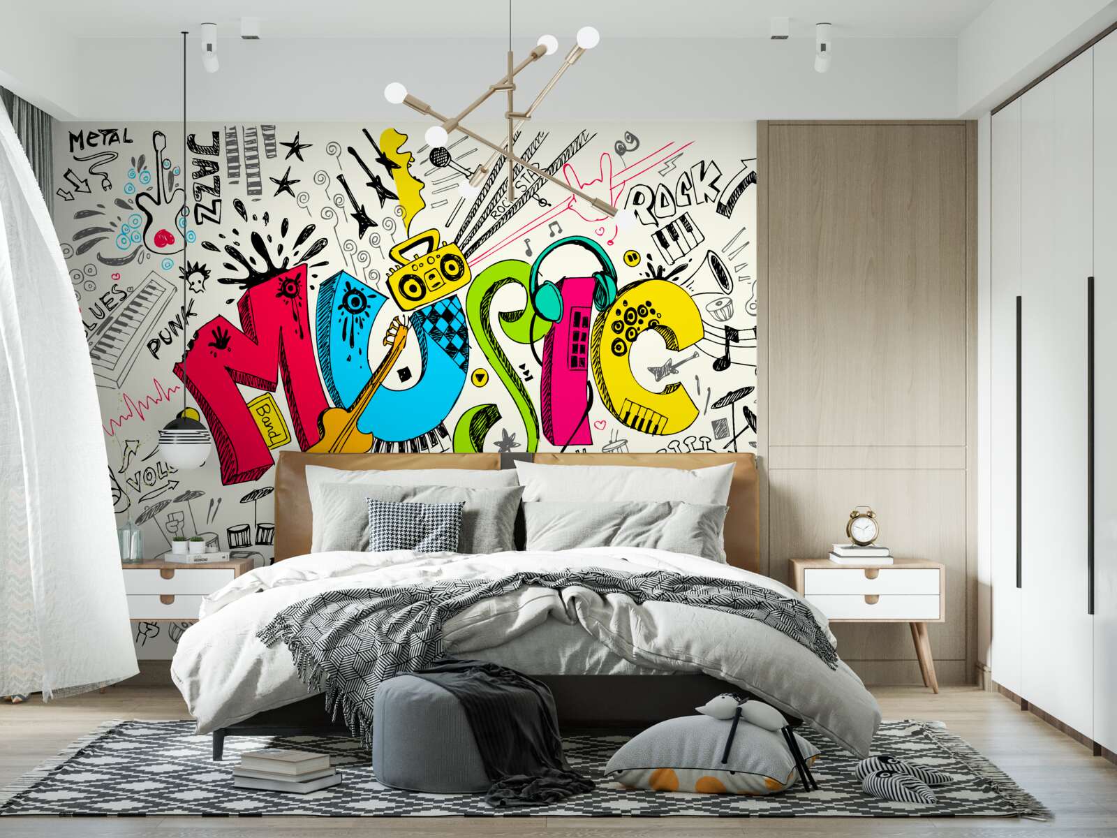 Fototapeta graffiti w stylach muzycznych