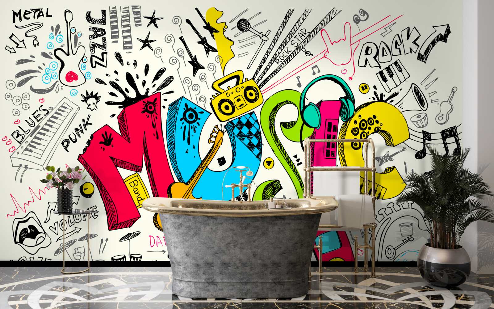 Fototapeta graffiti w stylach muzycznych