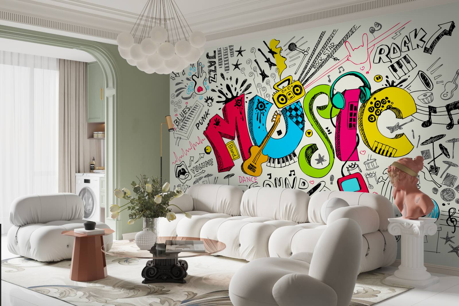 Fototapeta graffiti w stylach muzycznych