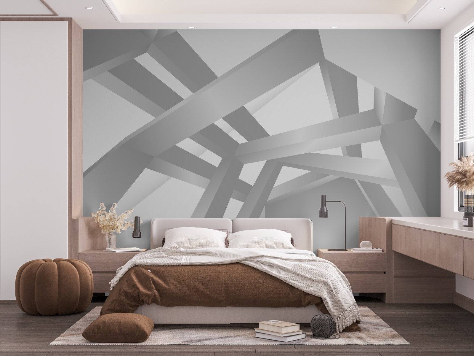Fototapeta korytarz z jasnym geometrycznym wzorem