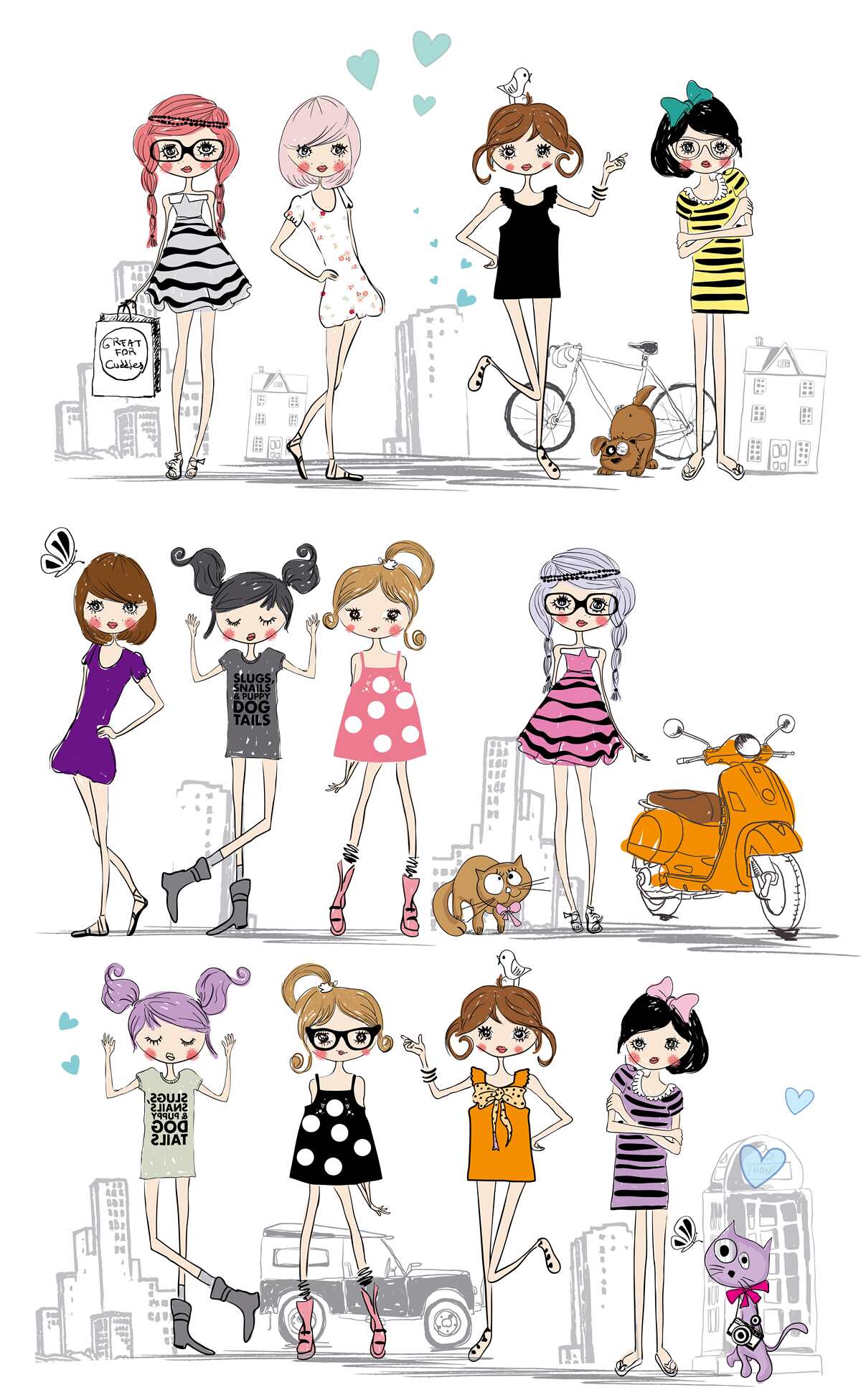 Fototapeta animowane stylowe dziewczyny
